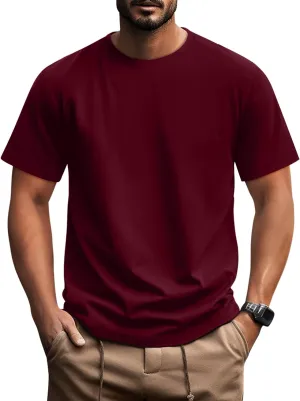 Ficerd Men's Big and Tall Shirt Short Sleeve Summer Cotton Tee Crew Neck Oversize Top Casual Loose Fit Knitted T Shirt M-7XL
