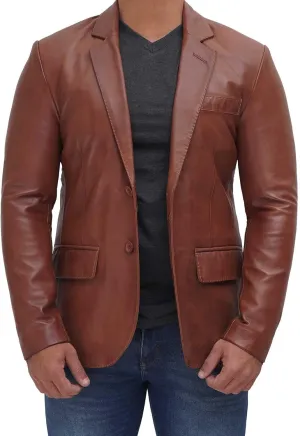 fjackets Men's Real Lambskin Leather Blazer Jacket  Stylish Leather Jackets Mens, Ideal for Business, Casual & Formal Events