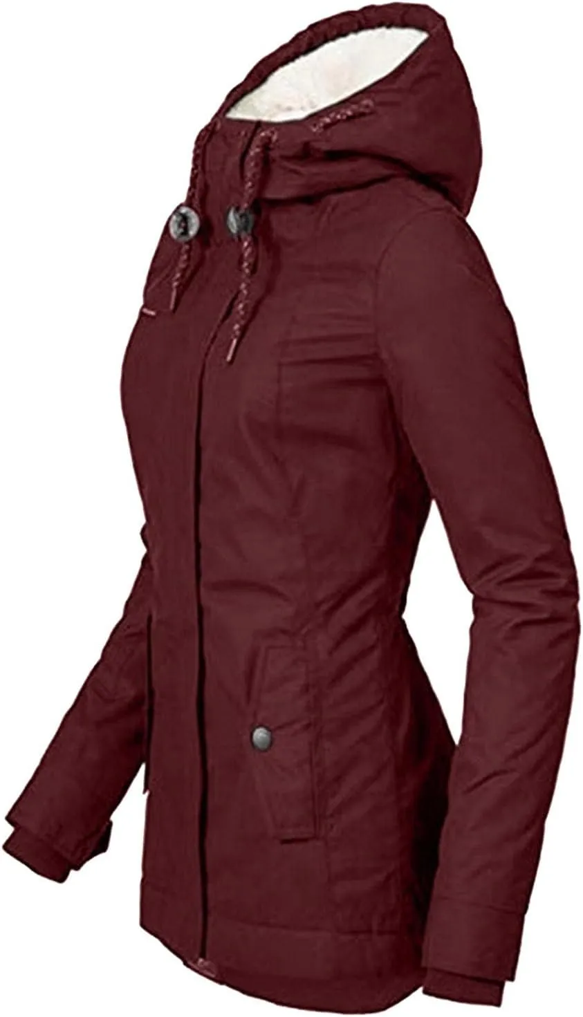 Fleece Coat Faux Fur Lined Trench Wool Coat Hooded Thick Windproof Plus Size Outwear Jacket Coats Winter Warm Coat