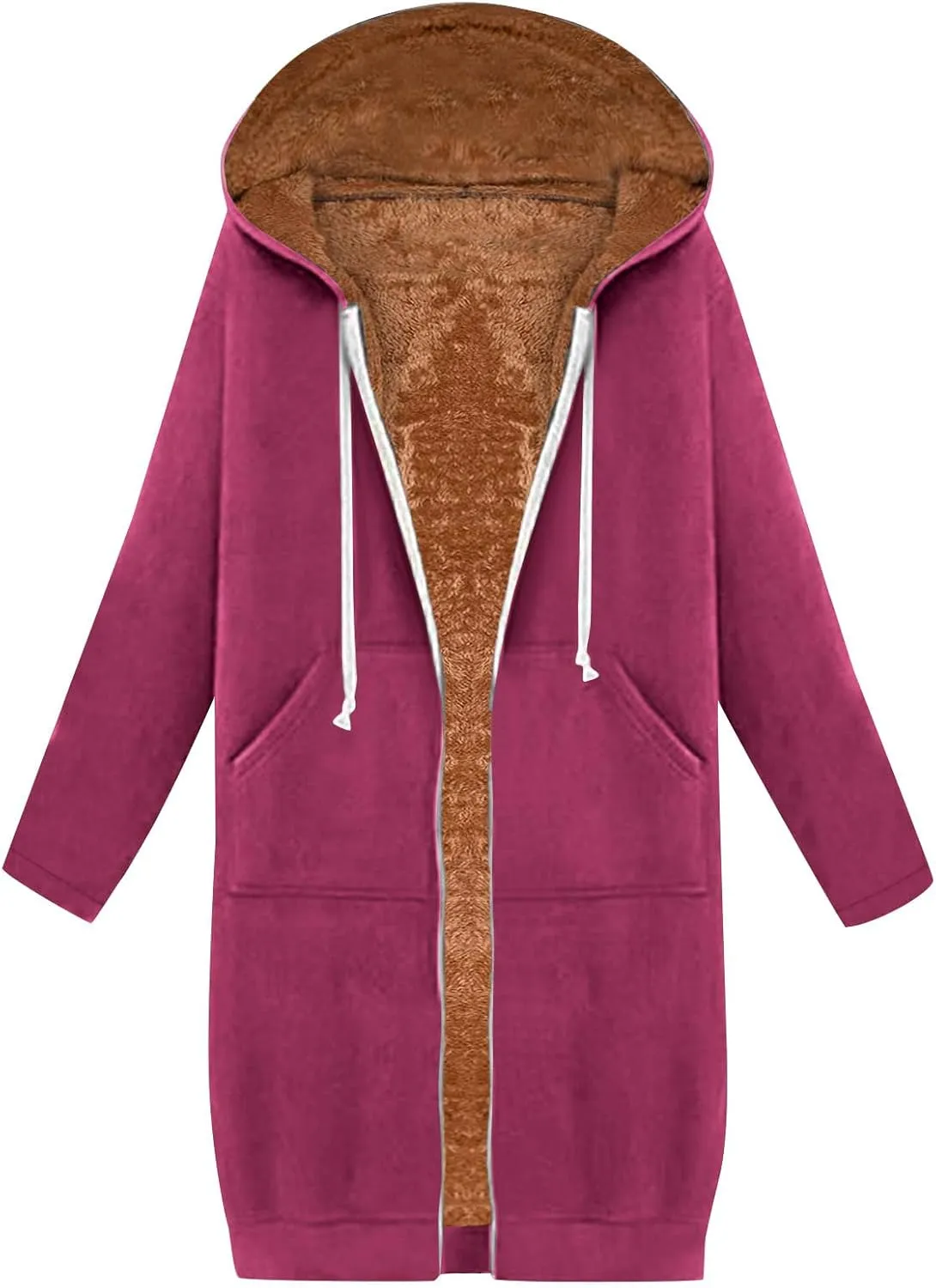 Fleece Lined Hoodie for Women Long Zipper Hoodies Zip Up Oversized Sweatshirts Womens Tunic Sweatshirt Blazer Winter
