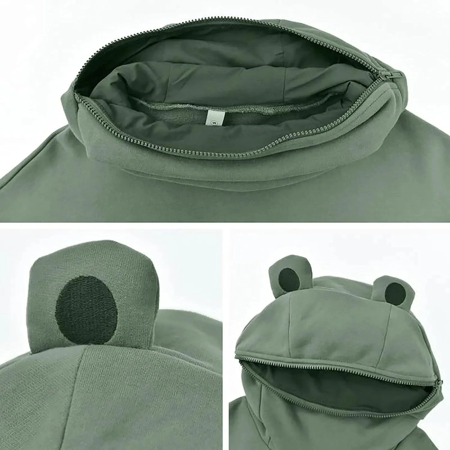 Frog Hoodies for Teen Girls Cute Hoodies Pullover Oversized Kawaii Hooded Sweatshirt Zipper Mouth Frog Hoodie for Women