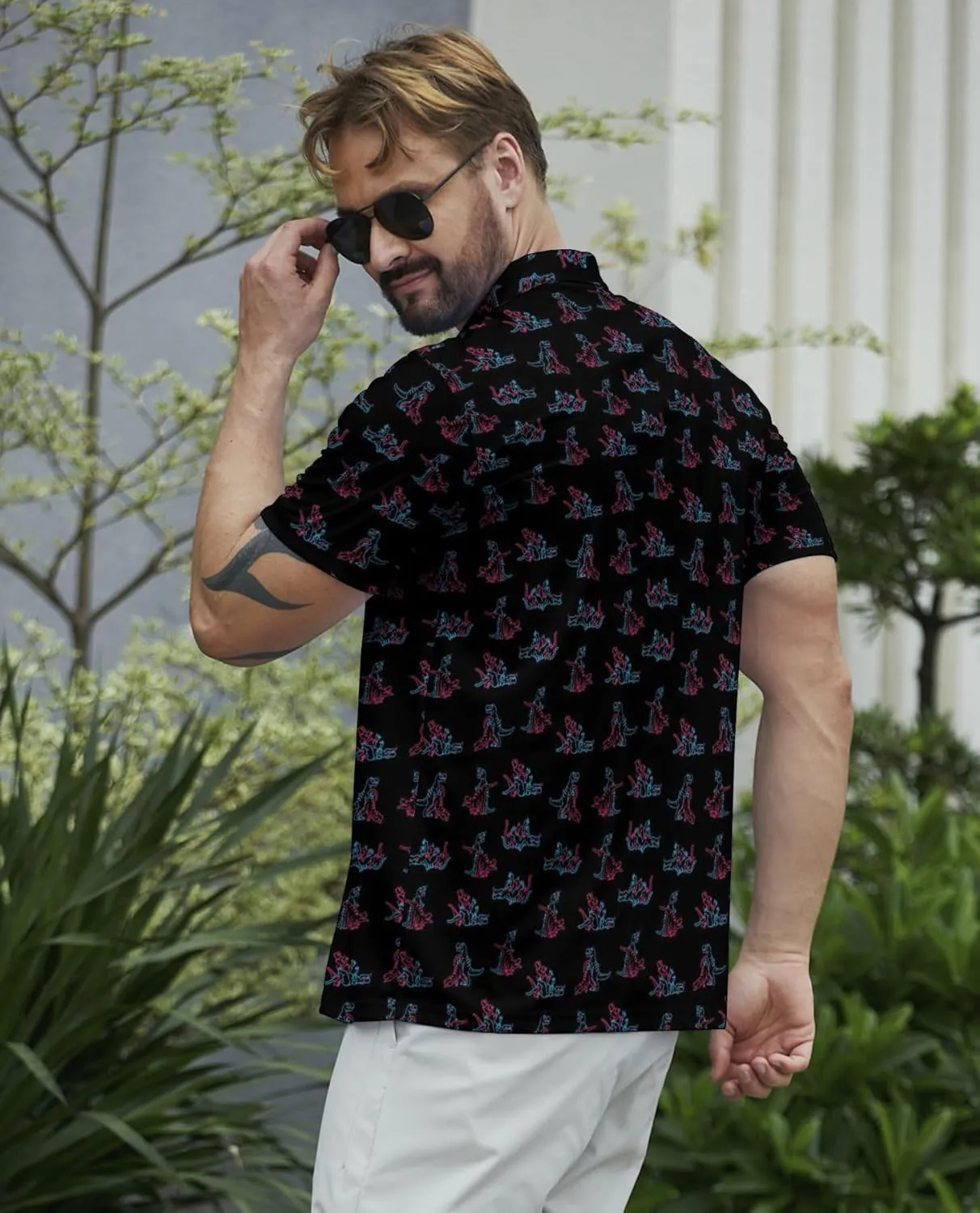 Funny Polo Shirt for Men Fashion Print Short Sleeve Golf Polos Shirts Quick Dry Performance Summer Shirt Golf Outfits