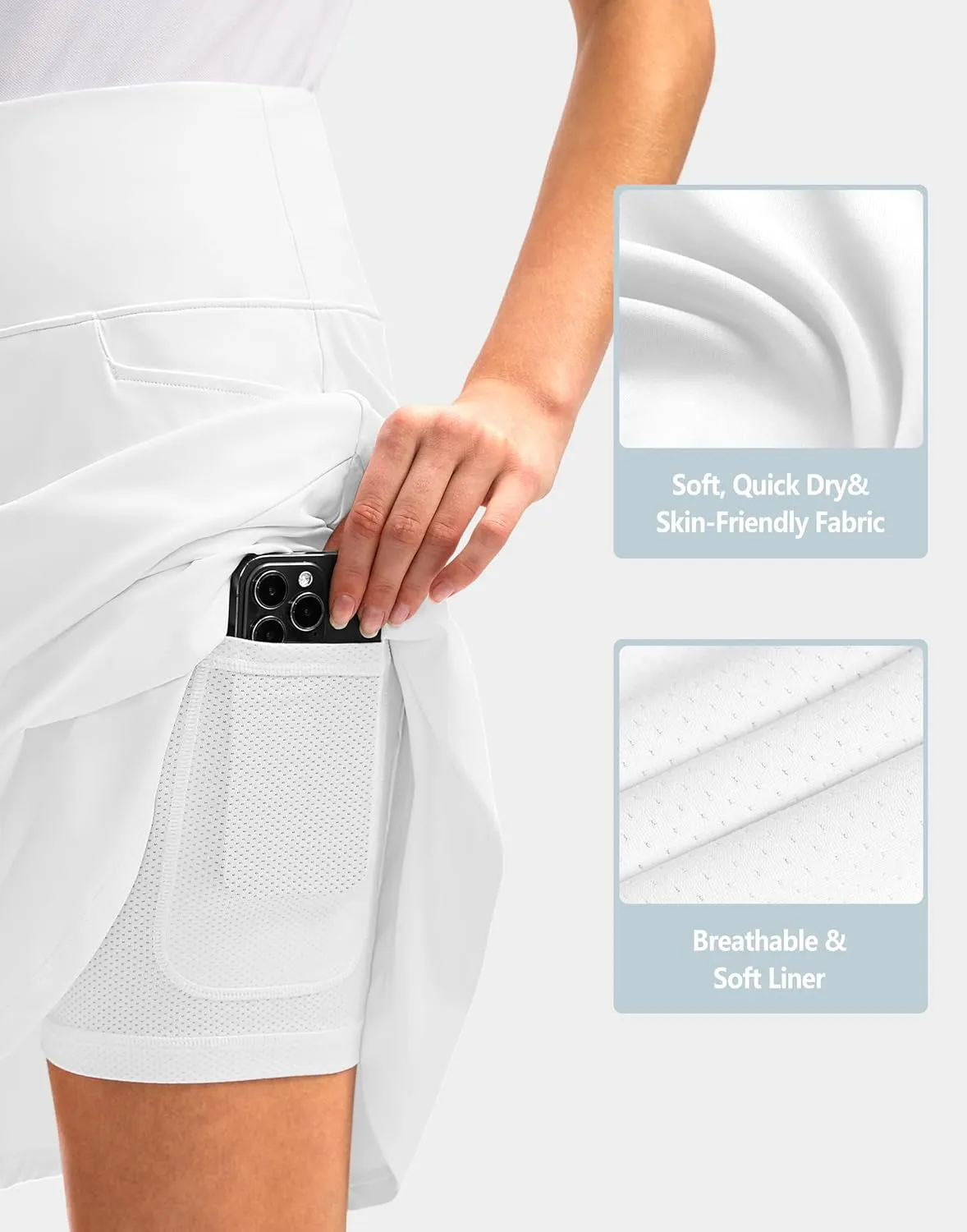 G Gradual Skorts Skirts for Women with 5 Pockets 20" Knee Length Golf Skirt Modest Long Tennis Athletic Skirts for Women
