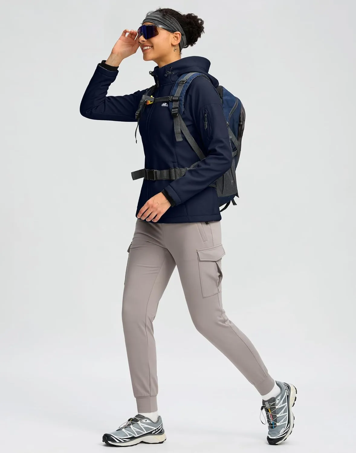 G Gradual Women's Fleece Lined Softshell Jacket Windproof Warm Light Waterproof Hooded Jacket for Women Winter/Fall/Spring