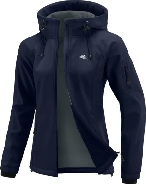 G Gradual Women's Fleece Lined Softshell Jacket Windproof Warm Light Waterproof Hooded Jacket for Women Winter/Fall/Spring
