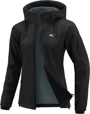 G Gradual Women's Fleece Lined Softshell Jacket Windproof Warm Light Waterproof Hooded Jacket for Women Winter/Fall/Spring