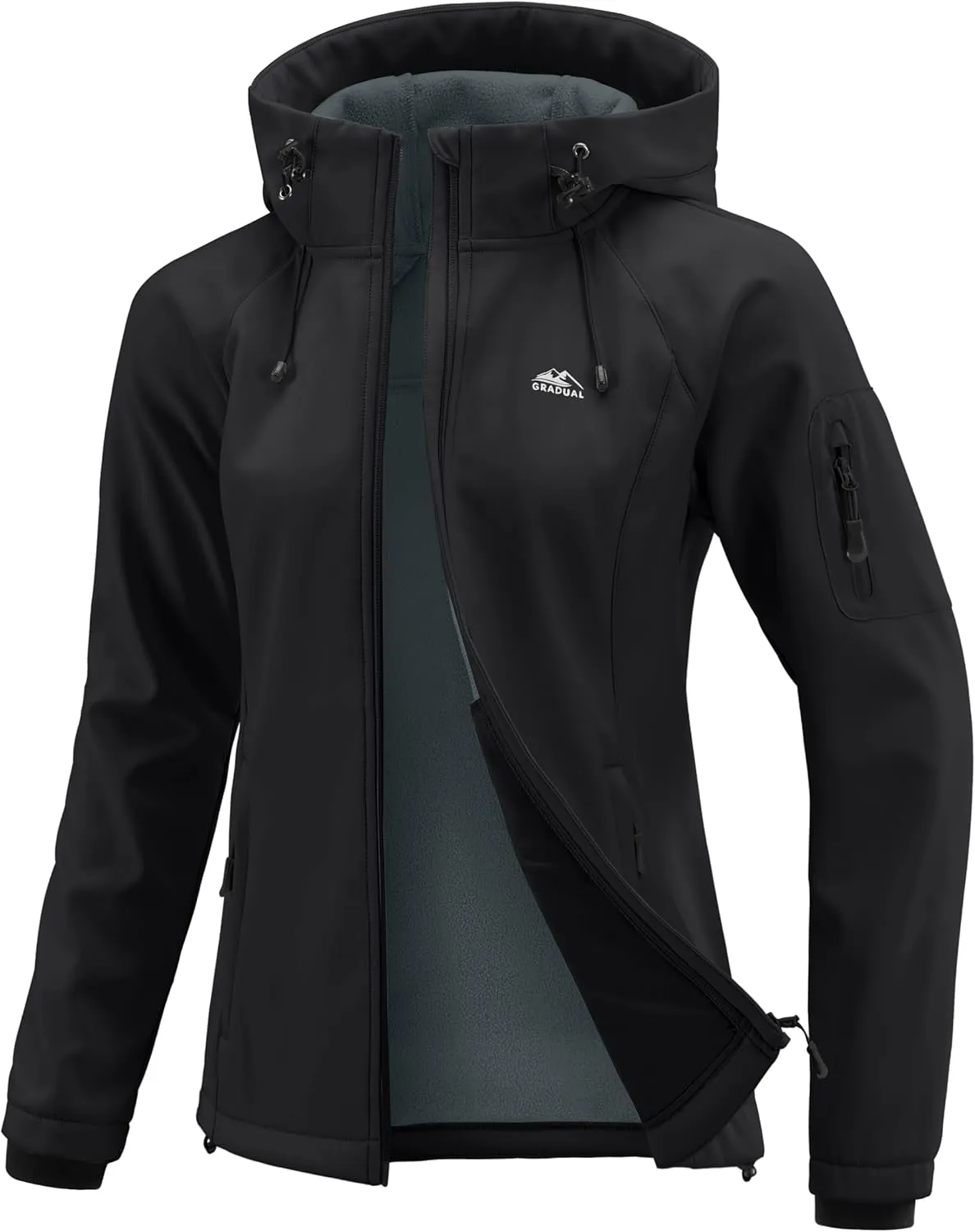 G Gradual Women's Fleece Lined Softshell Jacket Windproof Warm Light Waterproof Hooded Jacket for Women Winter/Fall/Spring