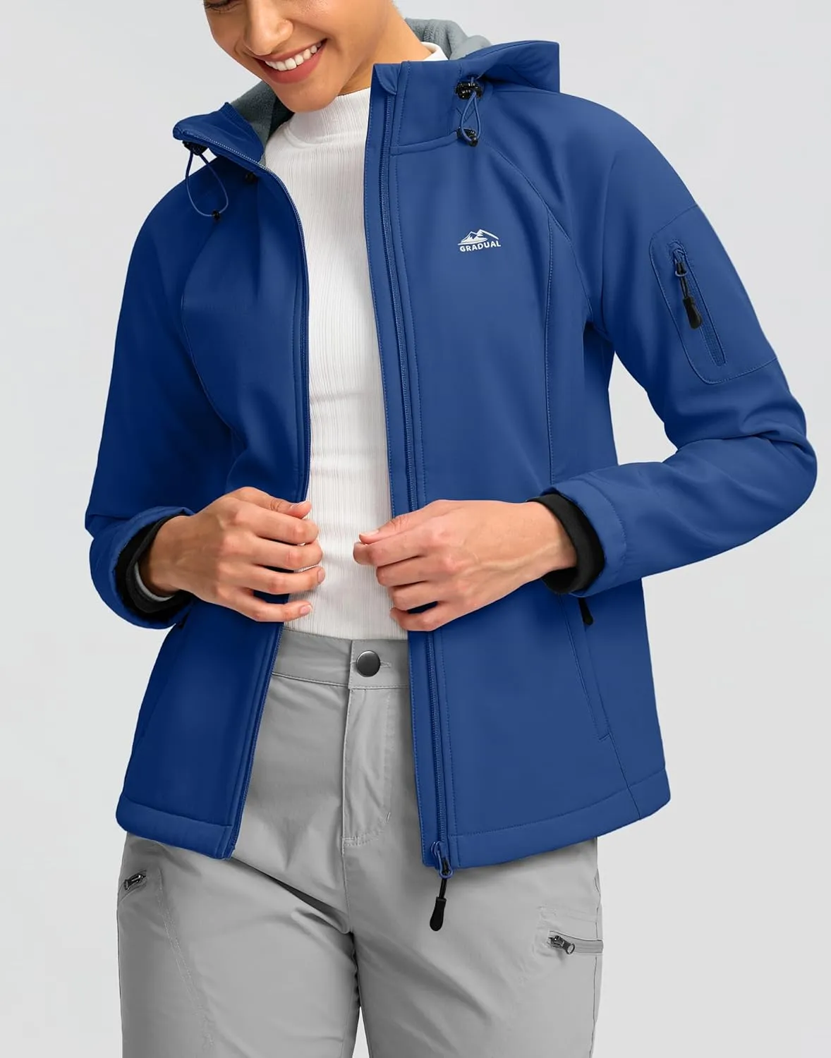 G Gradual Women's Fleece Lined Softshell Jacket Windproof Warm Light Waterproof Hooded Jacket for Women Winter/Fall/Spring