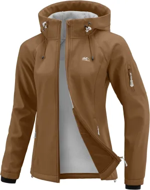 G Gradual Women's Fleece Lined Softshell Jacket Windproof Warm Light Waterproof Hooded Jacket for Women Winter/Fall/Spring