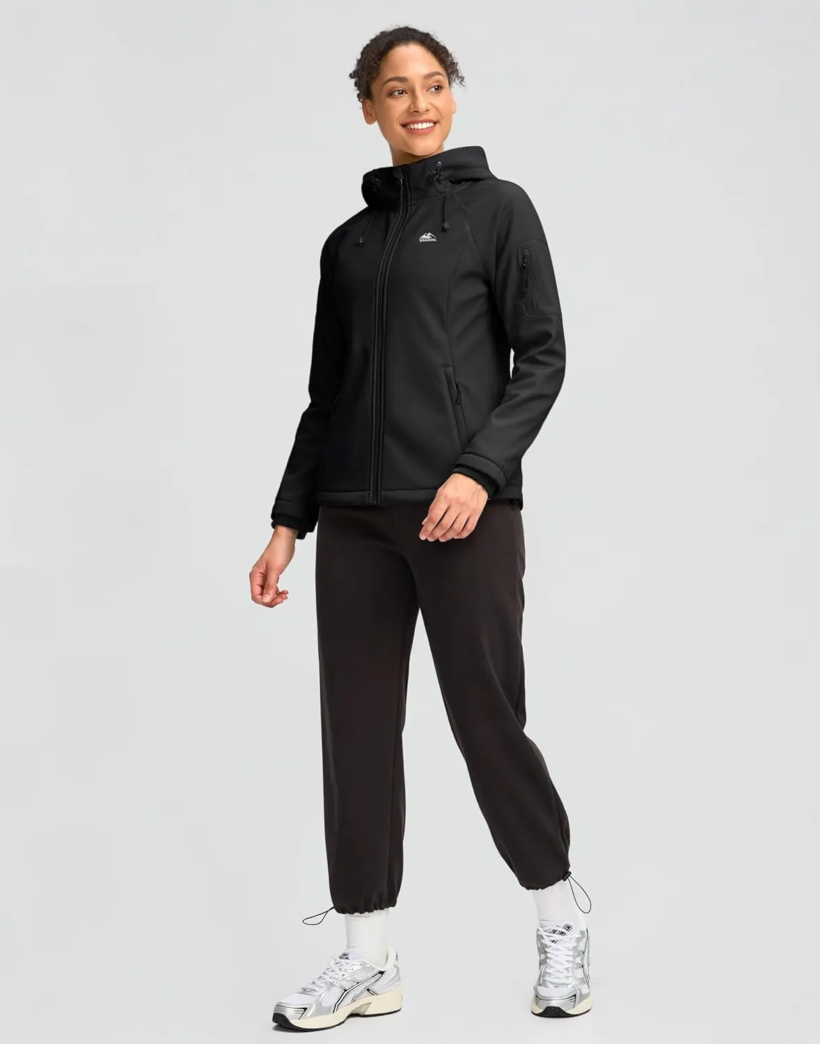 G Gradual Women's Fleece Lined Softshell Jacket Windproof Warm Light Waterproof Hooded Jacket for Women Winter/Fall/Spring