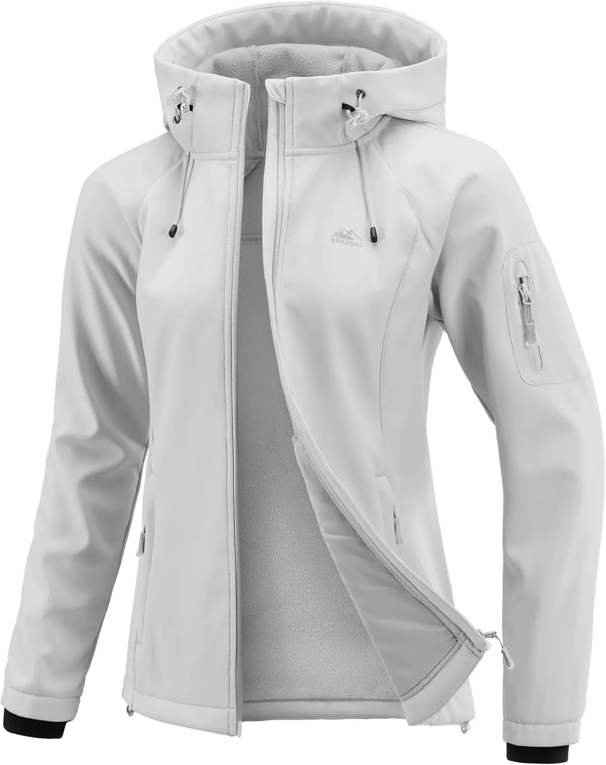 G Gradual Women's Fleece Lined Softshell Jacket Windproof Warm Light Waterproof Hooded Jacket for Women Winter/Fall/Spring