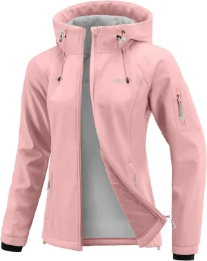 G Gradual Women's Fleece Lined Softshell Jacket Windproof Warm Light Waterproof Hooded Jacket for Women Winter/Fall/Spring
