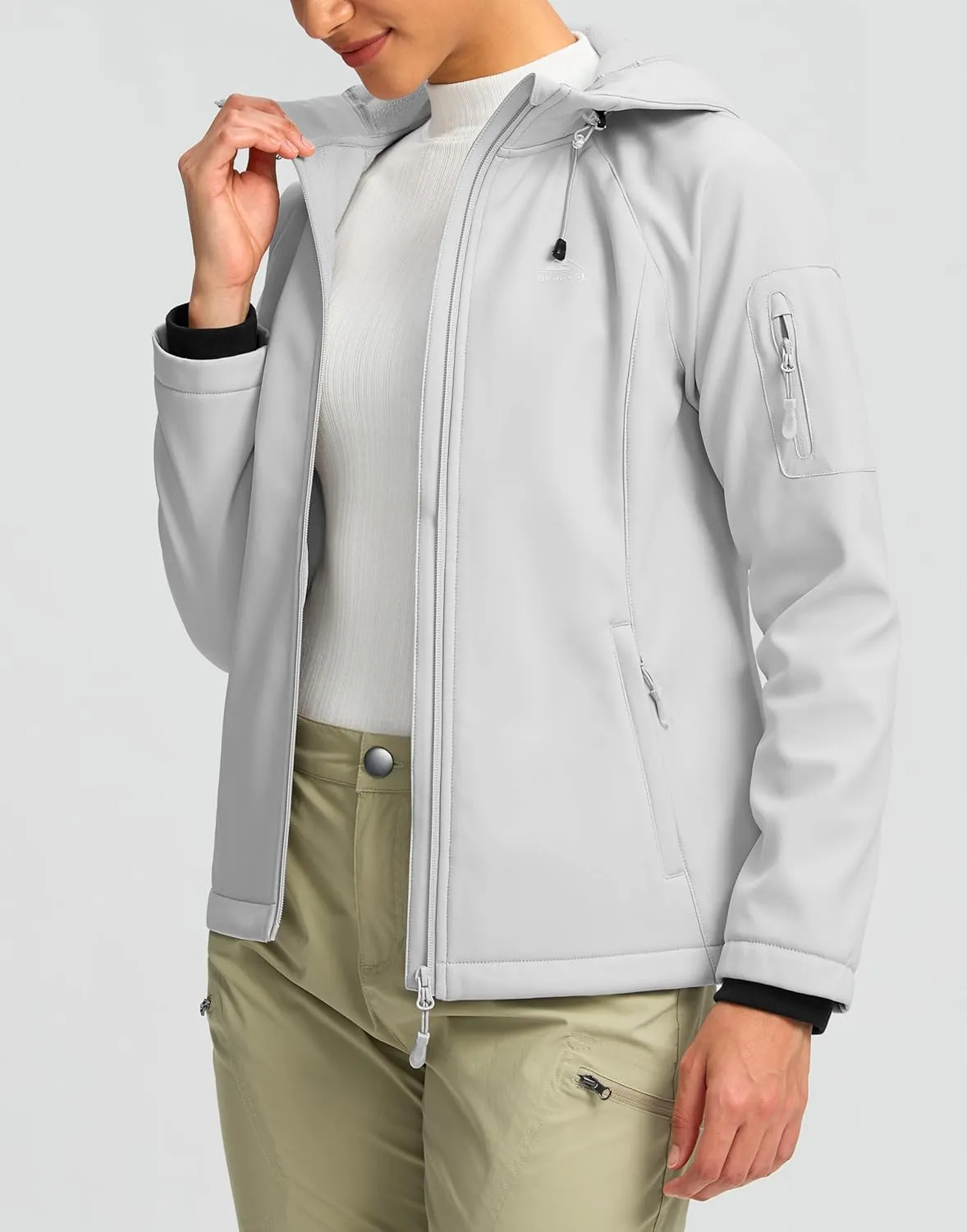 G Gradual Women's Fleece Lined Softshell Jacket Windproof Warm Light Waterproof Hooded Jacket for Women Winter/Fall/Spring