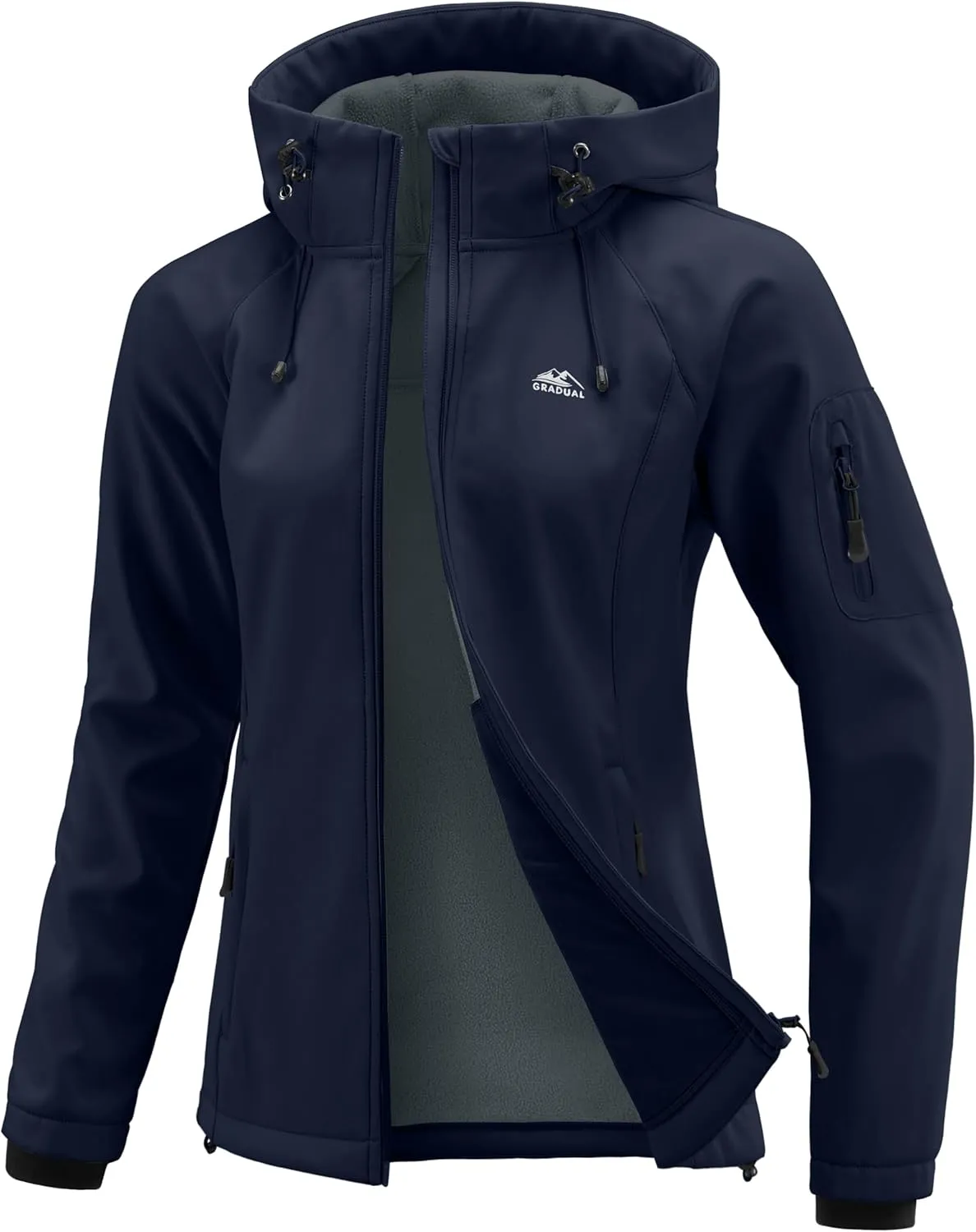 G Gradual Women's Fleece Lined Softshell Jacket Windproof Warm Light Waterproof Hooded Jacket for Women Winter/Fall/Spring