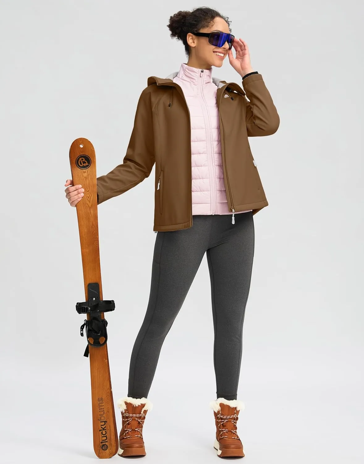 G Gradual Women's Fleece Lined Softshell Jacket Windproof Warm Light Waterproof Hooded Jacket for Women Winter/Fall/Spring