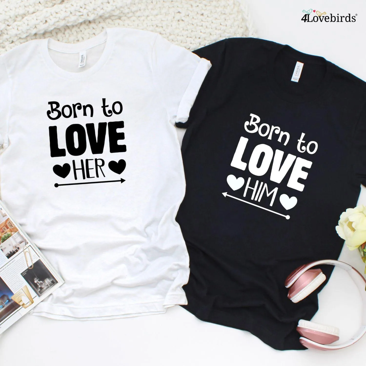 Gift for Couples: Twinning Ensemble - 'Born to Love Her/Him' Complementary Attires.