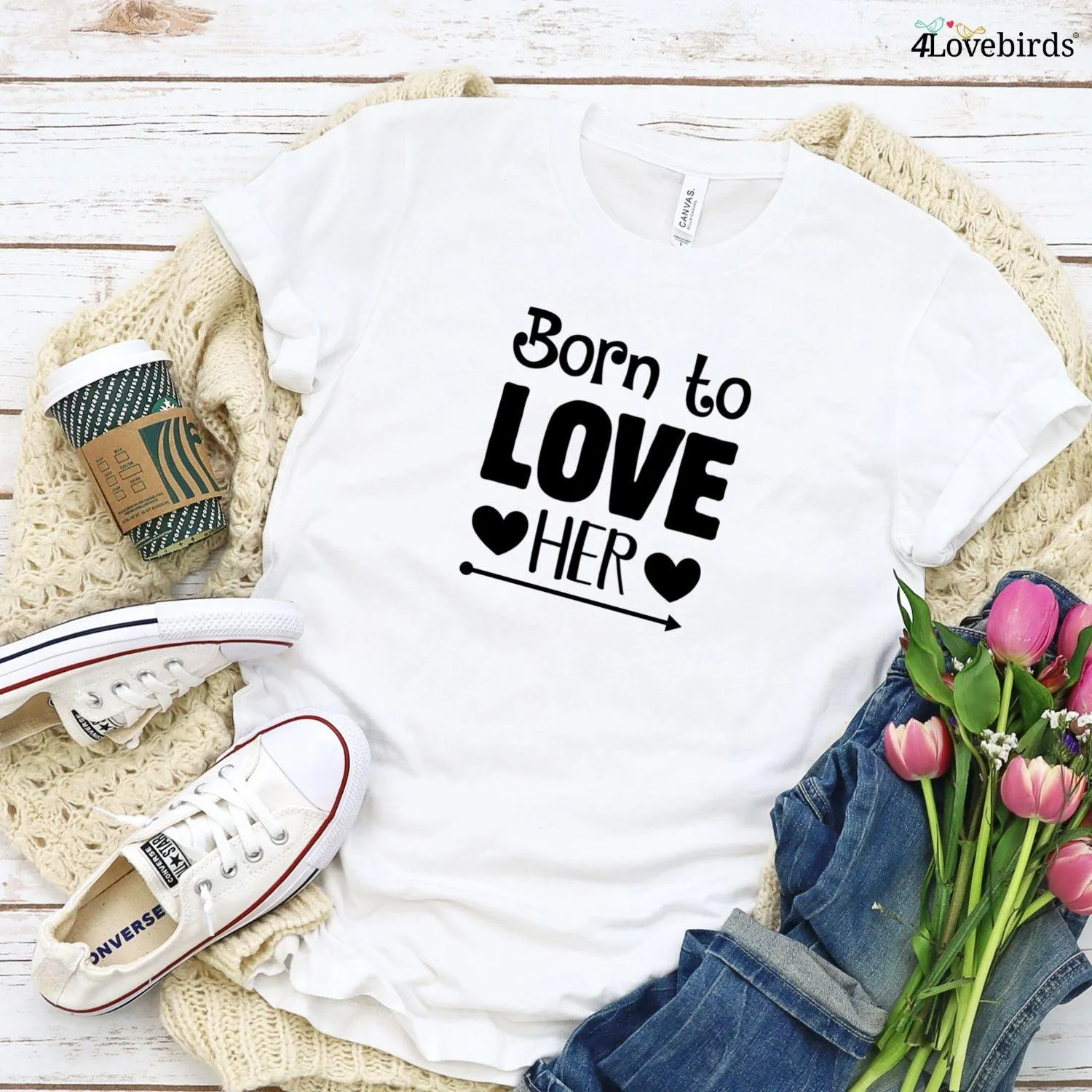 Gift for Couples: Twinning Ensemble - 'Born to Love Her/Him' Complementary Attires.