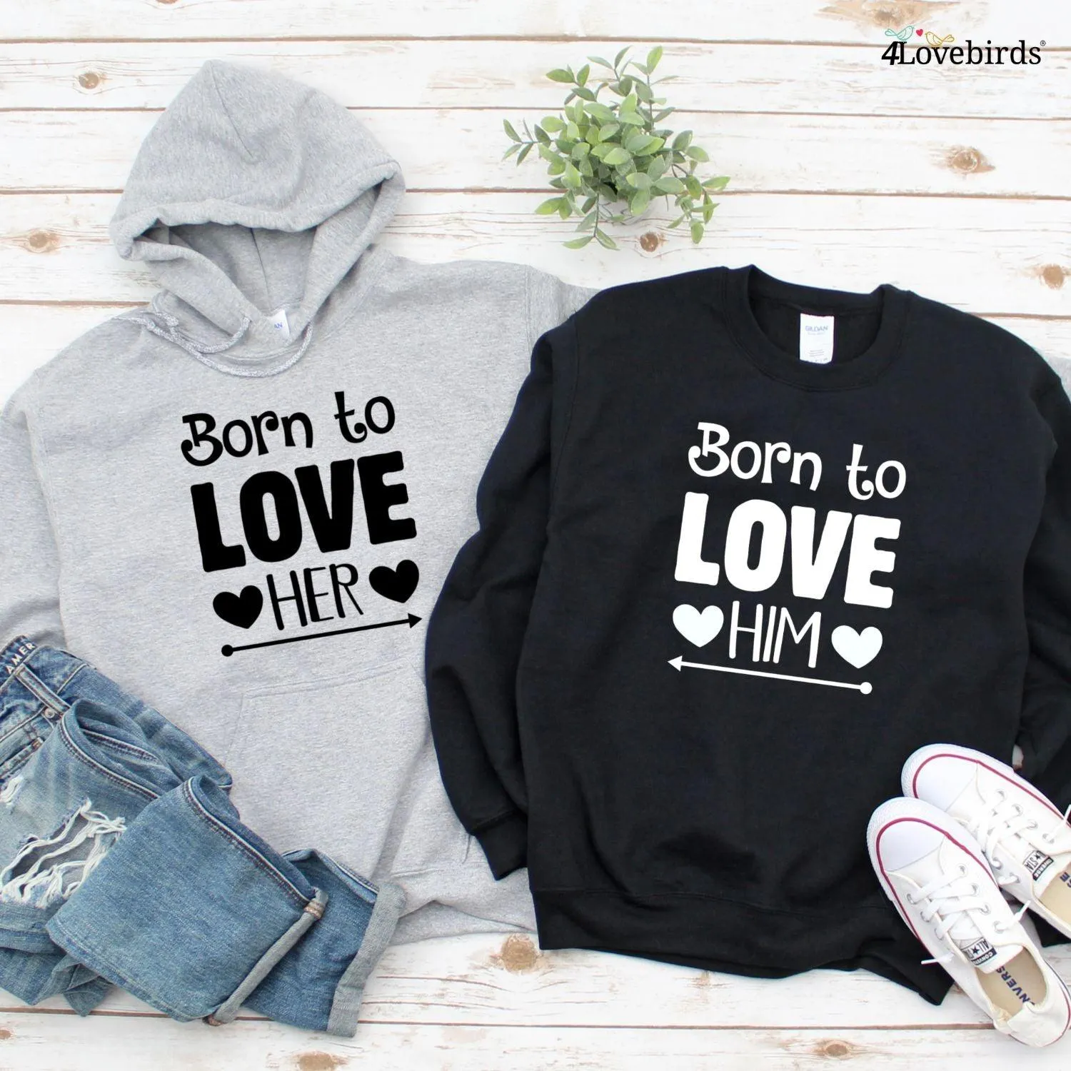 Gift for Couples: Twinning Ensemble - 'Born to Love Her/Him' Complementary Attires.