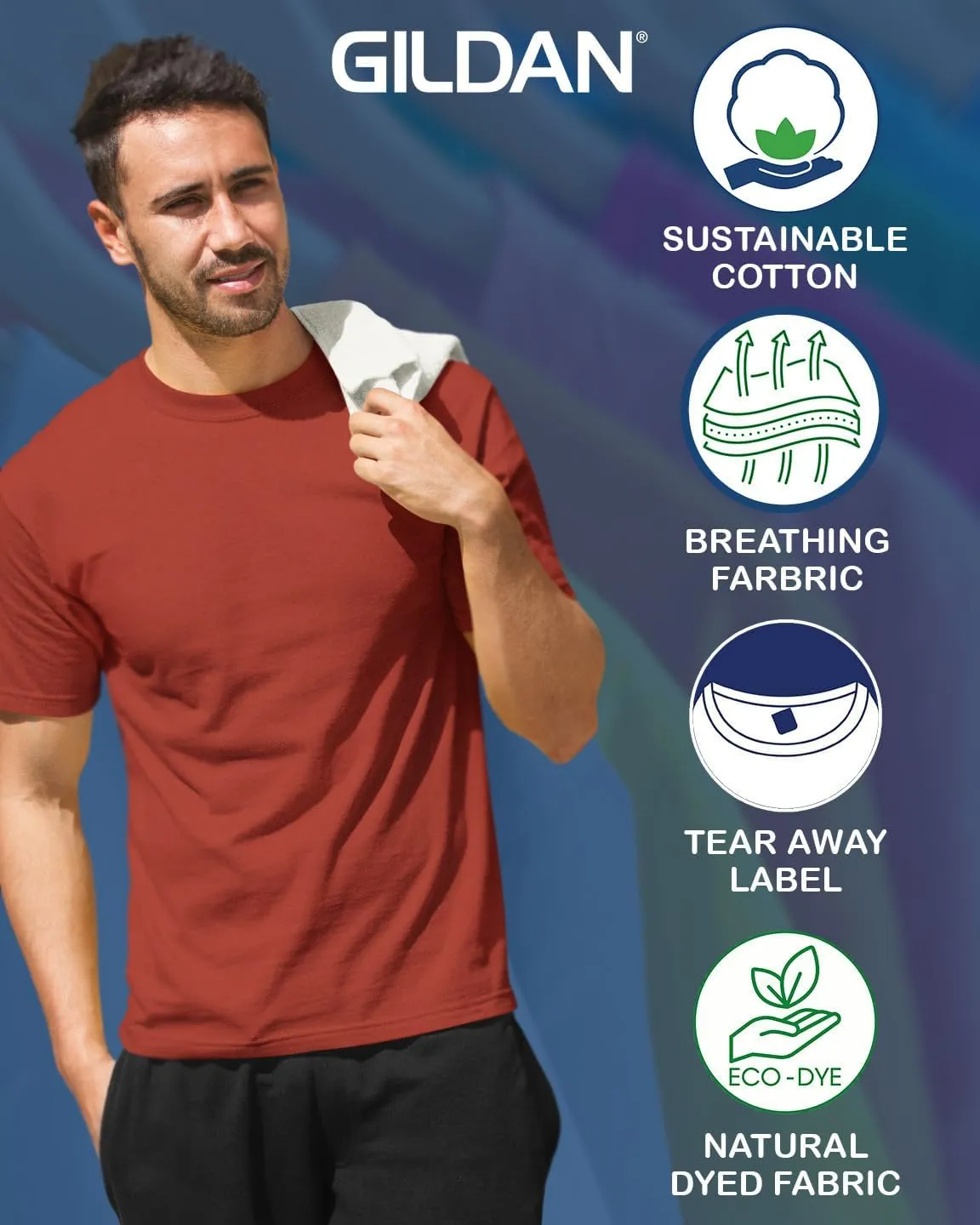 Gildan G500 T-Shirt for Men, Bulk Undershirts for Men Multipack - Create Color Packs 5000 Cotton Crewneck Tee Shirt