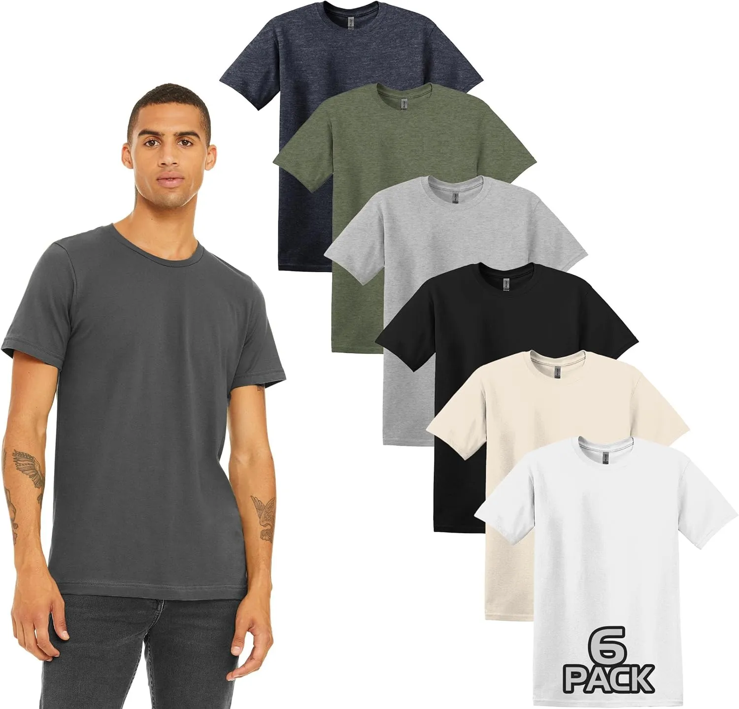 Gildan G500 T-Shirt for Men, Bulk Undershirts for Men Multipack - Create Color Packs 5000 Cotton Crewneck Tee Shirt