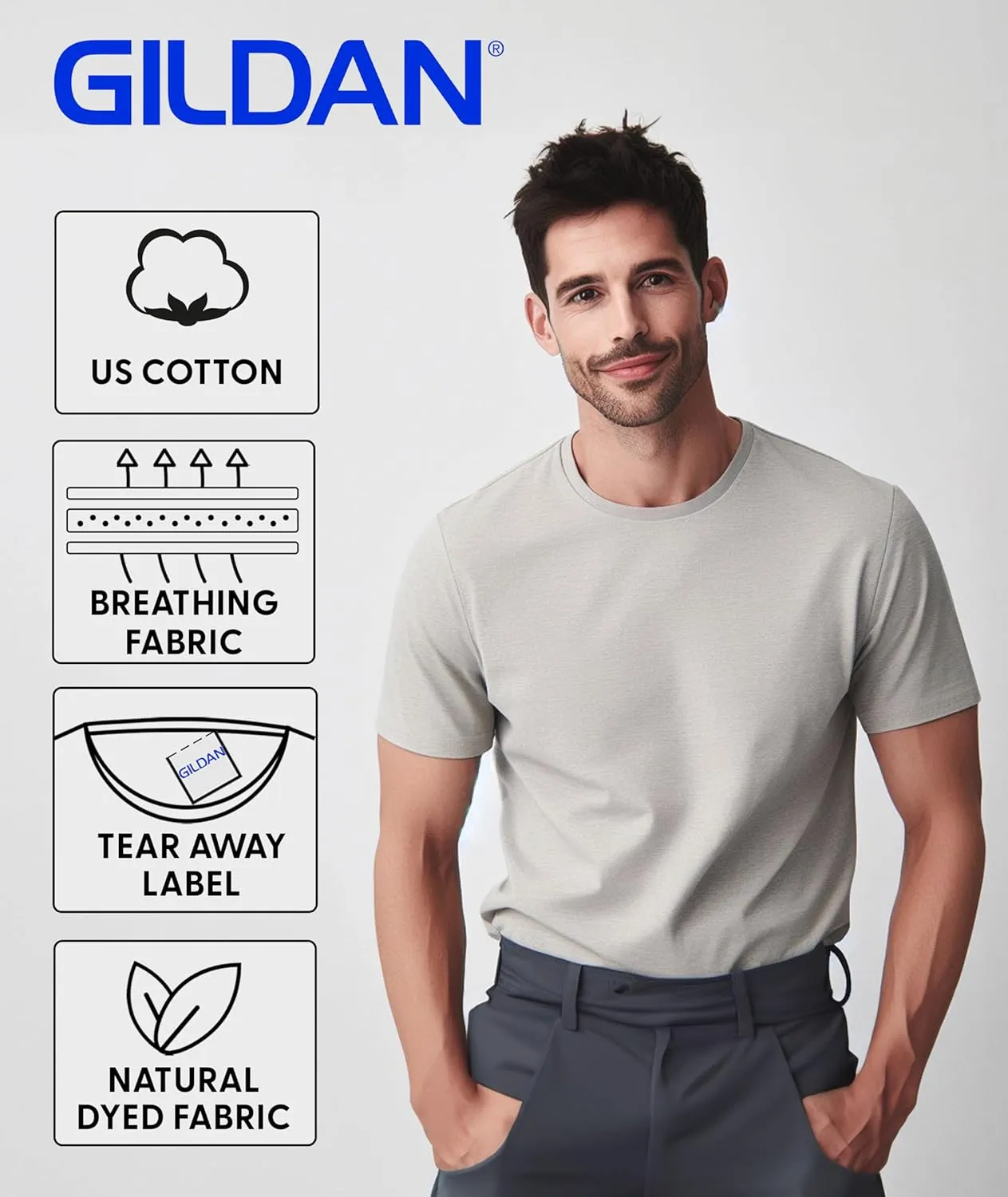 Gildan G500 T-Shirt for Men, Bulk Undershirts for Men Multipack - Create Color Packs 5000 Cotton Crewneck Tee Shirt
