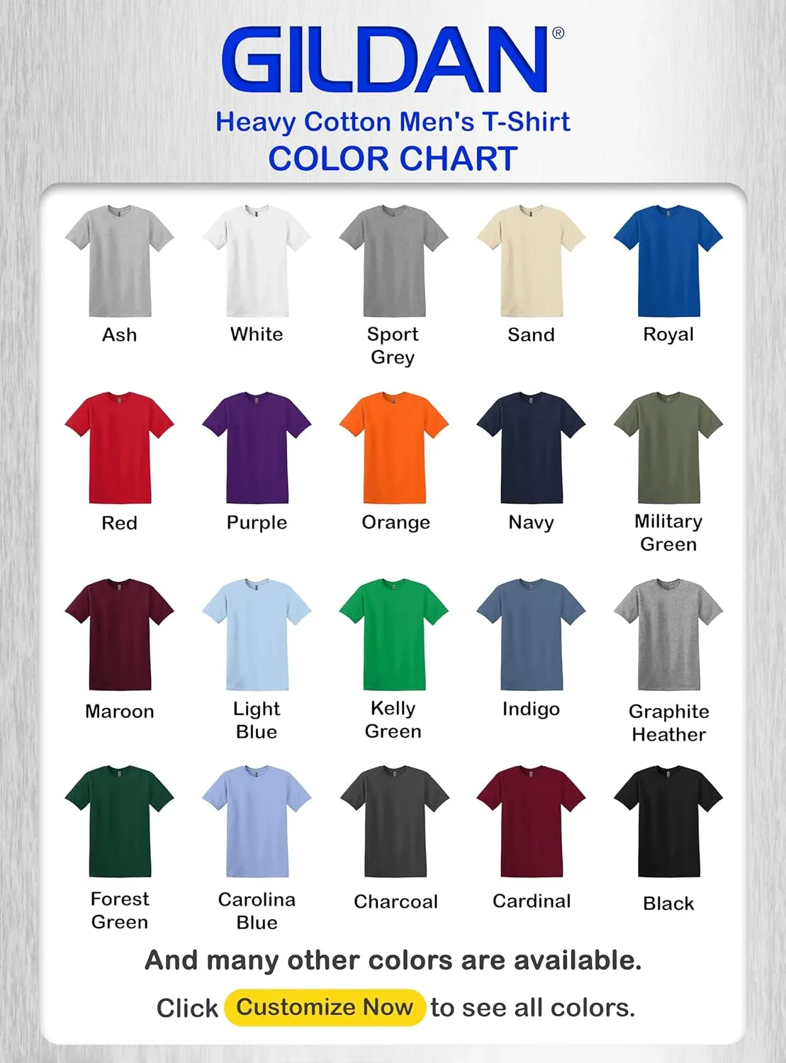 Gildan G500 T-Shirt for Men, Bulk Undershirts for Men Multipack - Create Color Packs 5000 Cotton Crewneck Tee Shirt