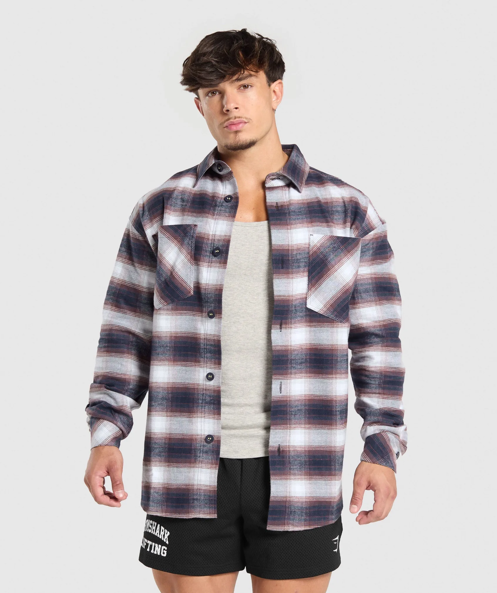 Gymshark Flannel Shirt - Heavy Blue