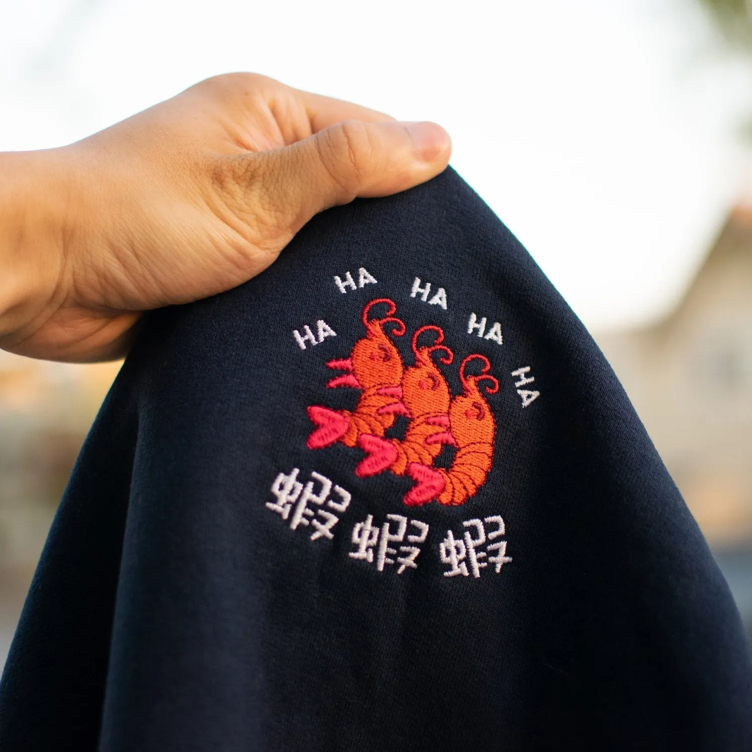 Ha Ha Ha (Shrimp) Embroidered Sweatshirt