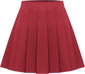 Happy Cherry Girls Pleated Mini Skirt School Uniform Skirt A Line High Waist Tennis Skirt Inner Shorts