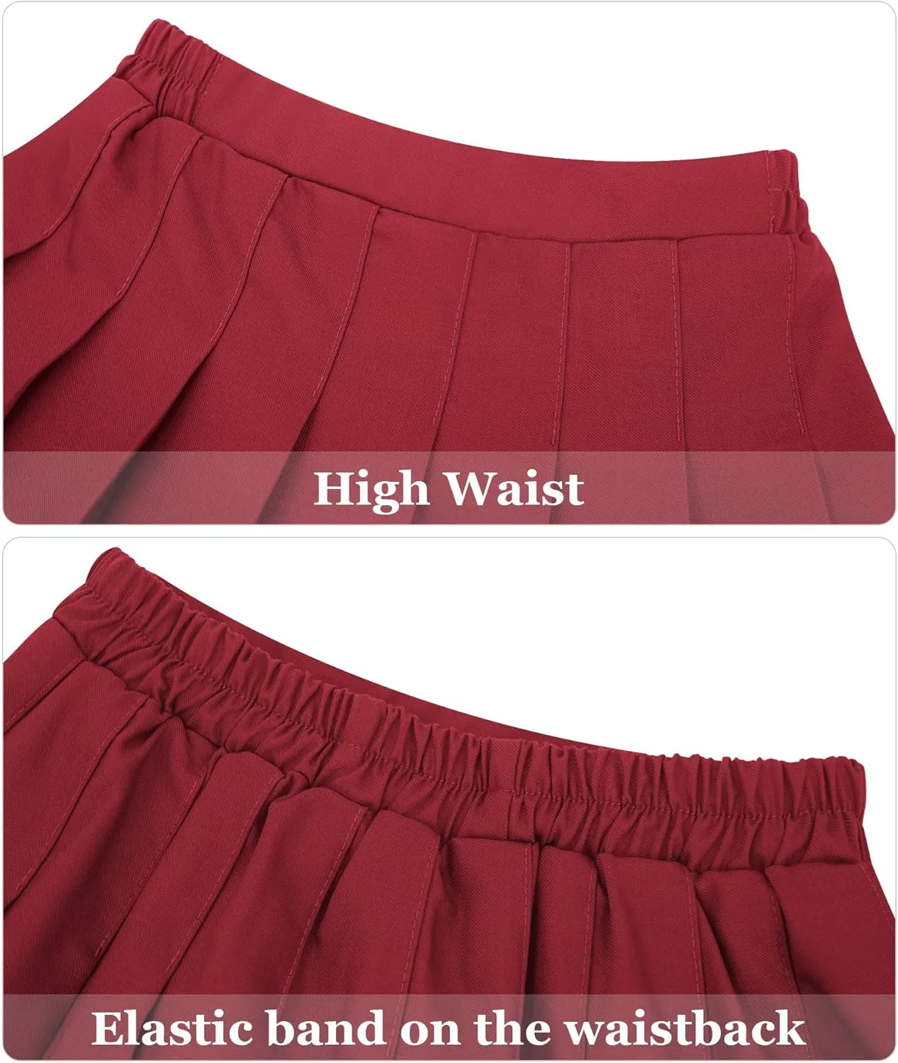 Happy Cherry Girls Pleated Mini Skirt School Uniform Skirt A Line High Waist Tennis Skirt Inner Shorts