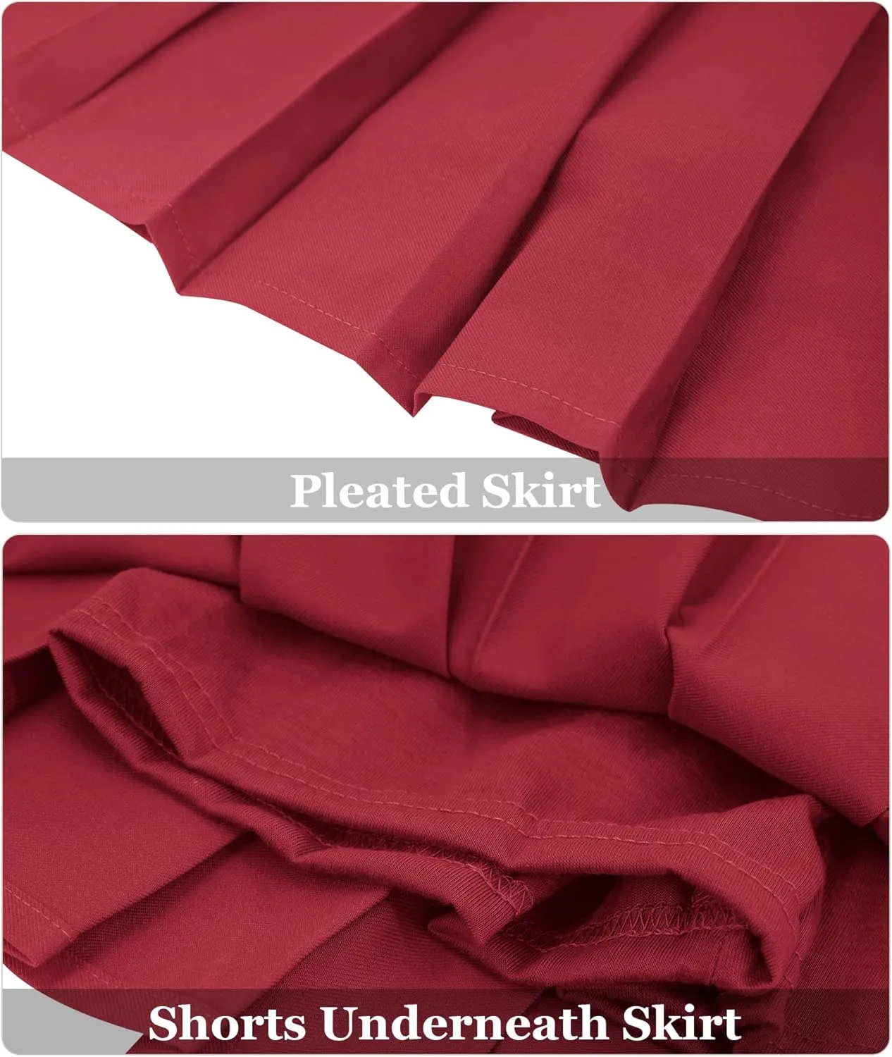 Happy Cherry Girls Pleated Mini Skirt School Uniform Skirt A Line High Waist Tennis Skirt Inner Shorts