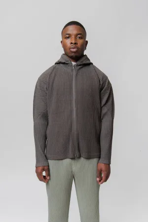 Heather Pleated Zip Hoodie Grey JL180-12