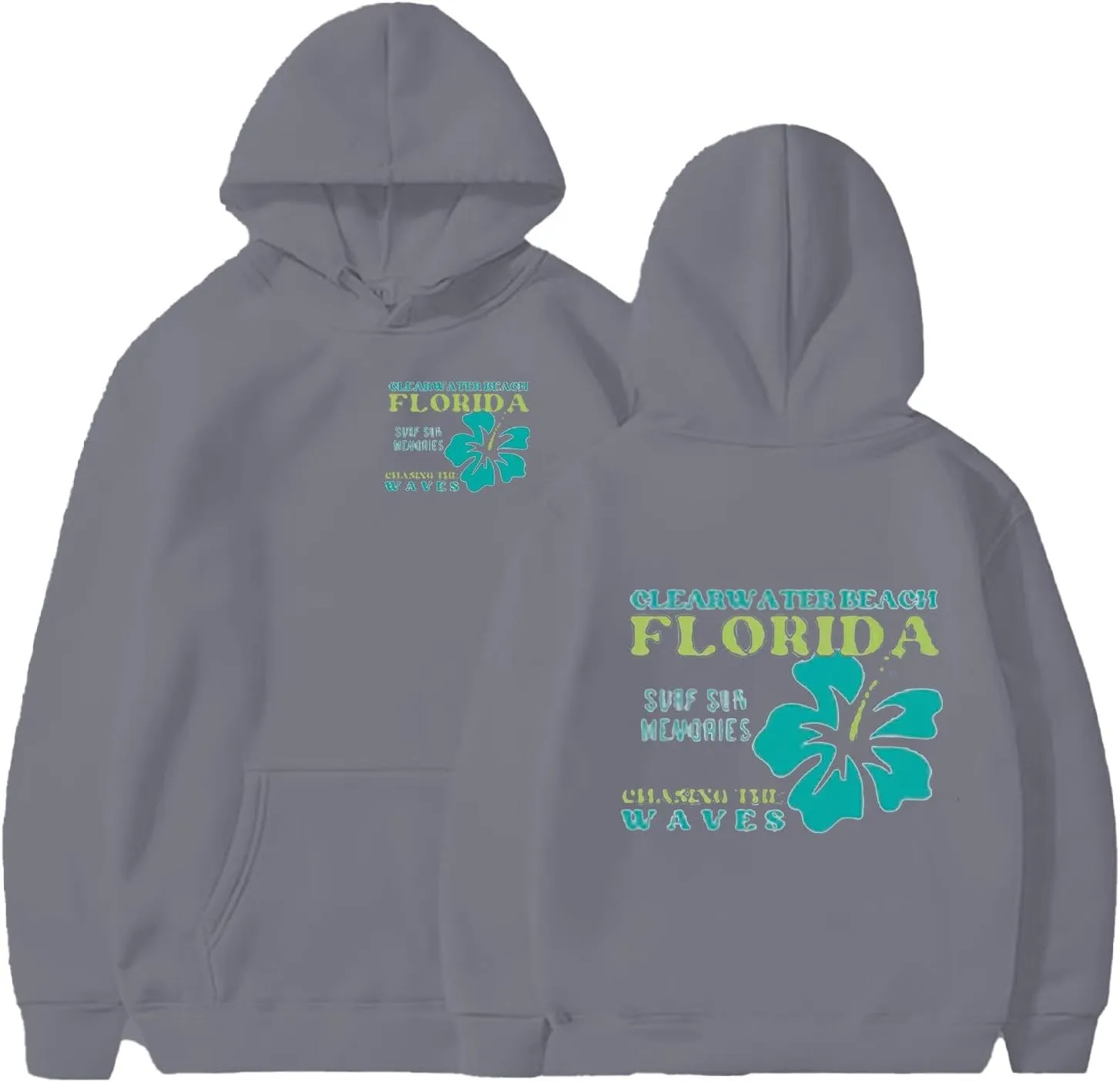 Heevina Pink Palm Puff Hoodie Hoodies For Women Clear Water Beach Florida Surf Sun Memories Chasing The Waves Hoodies