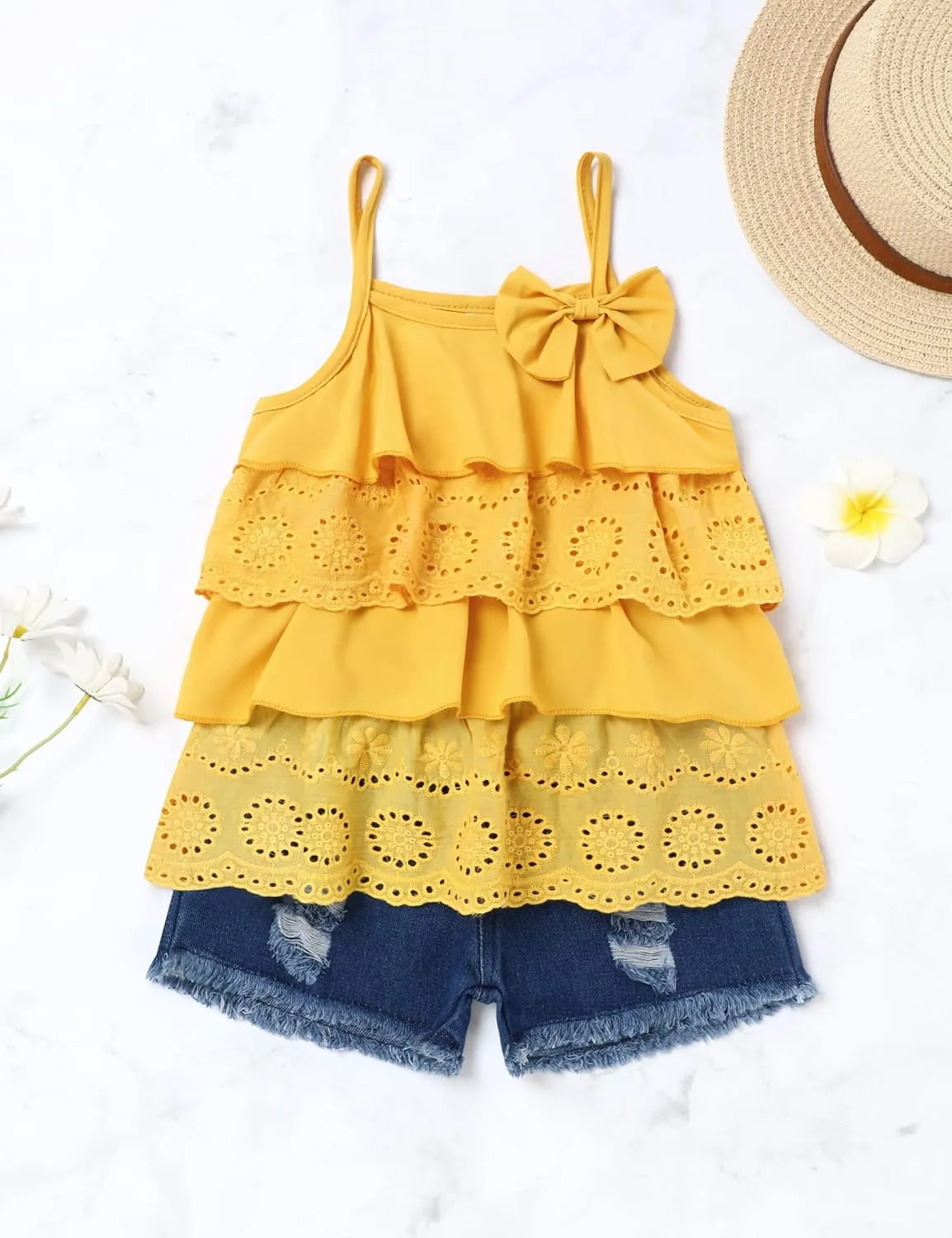 Hipea Toddler Baby Girls Summer Clothes Outfits Ruffle Camisole Spot Dot Tops and Casual Shorts Newborn Girl Clothing