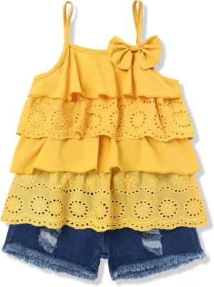 Hipea Toddler Baby Girls Summer Clothes Outfits Ruffle Camisole Spot Dot Tops and Casual Shorts Newborn Girl Clothing