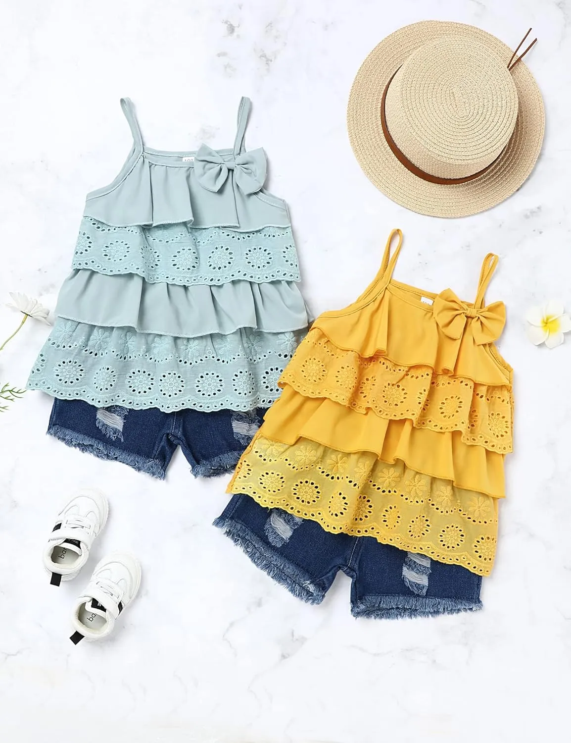 Hipea Toddler Baby Girls Summer Clothes Outfits Ruffle Camisole Spot Dot Tops and Casual Shorts Newborn Girl Clothing