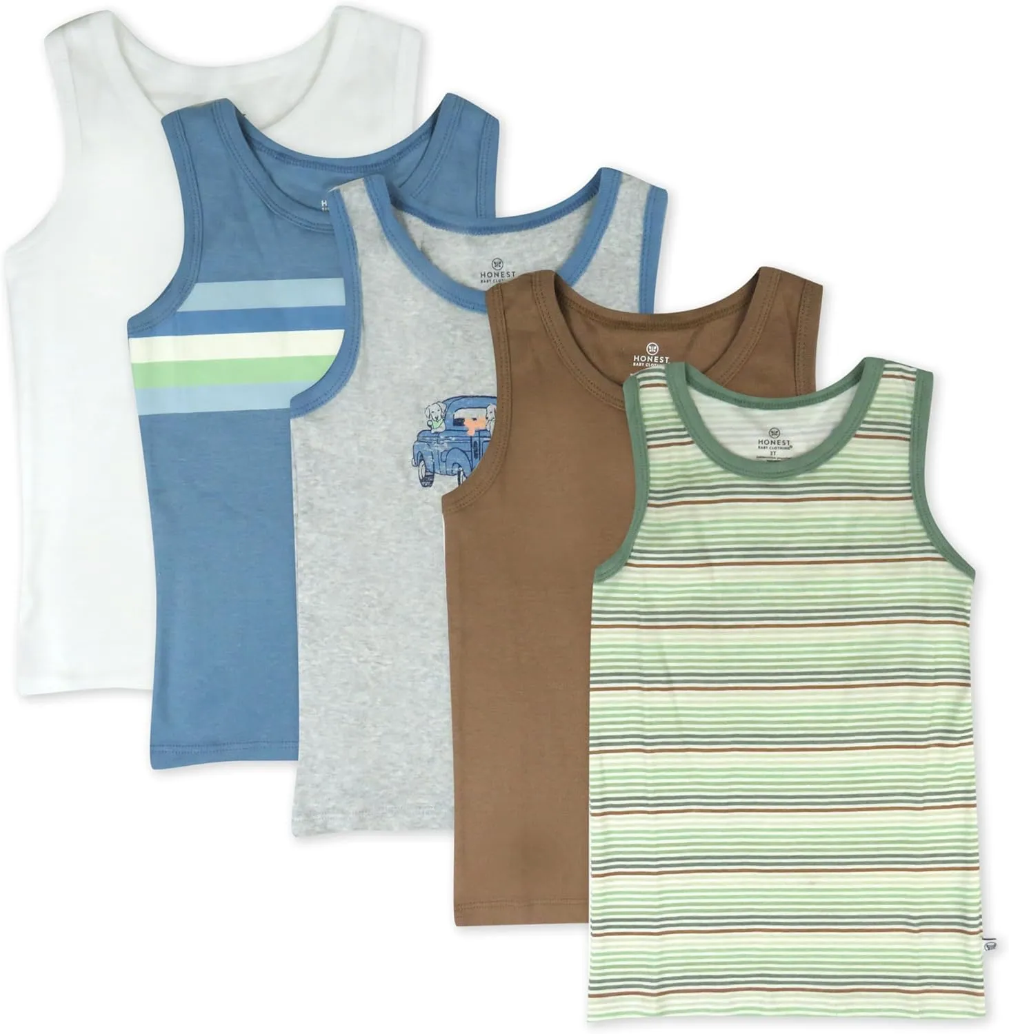 HonestBaby Multipack Muscle T-Shirts Sleeveless Tees 100% Organic Cotton for Infant Baby and Toddler Boys, Girls, Unisex