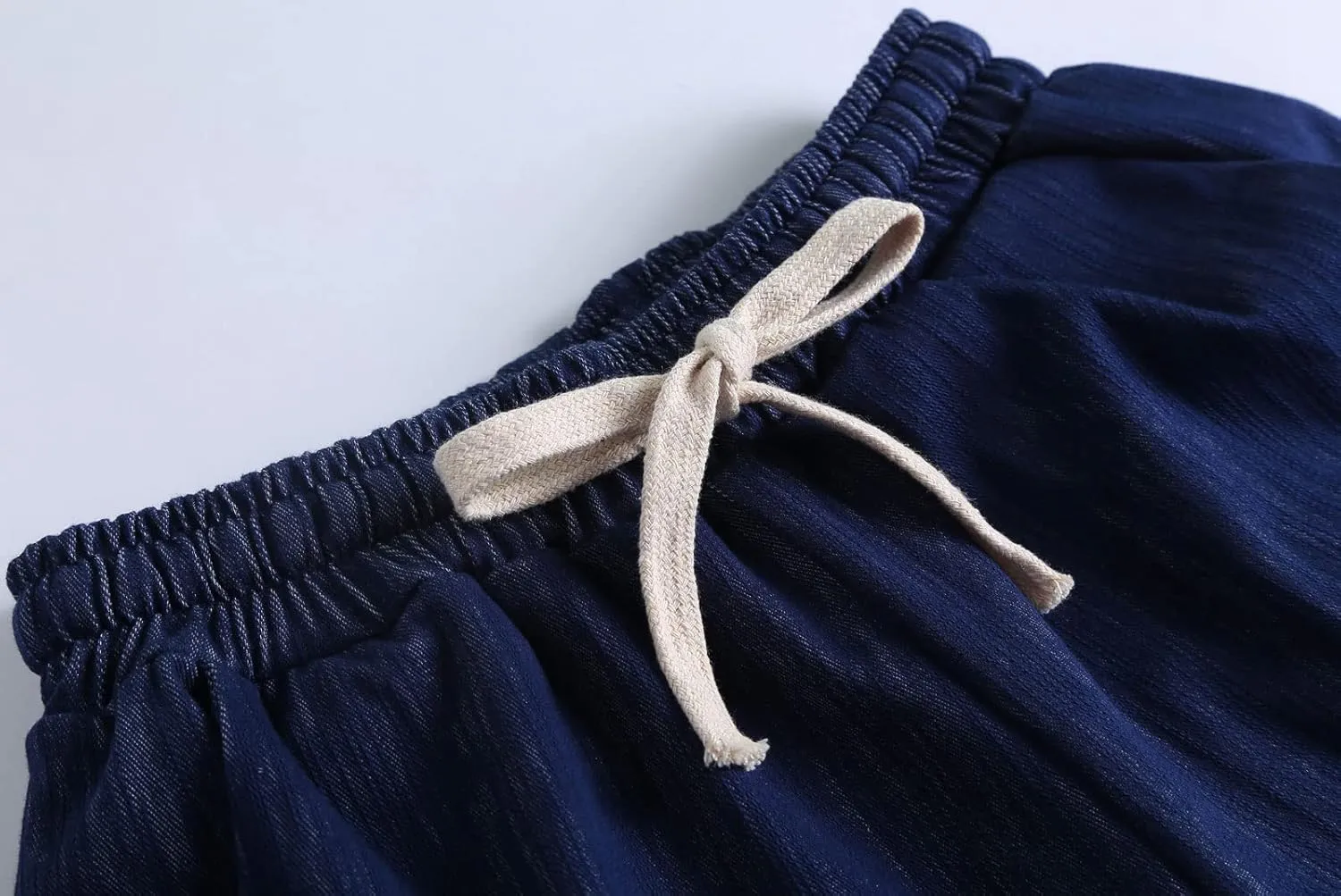 HOW'ON Women's Elastic Waist Casual Comfy Cotton Beach Shorts with Drawstring