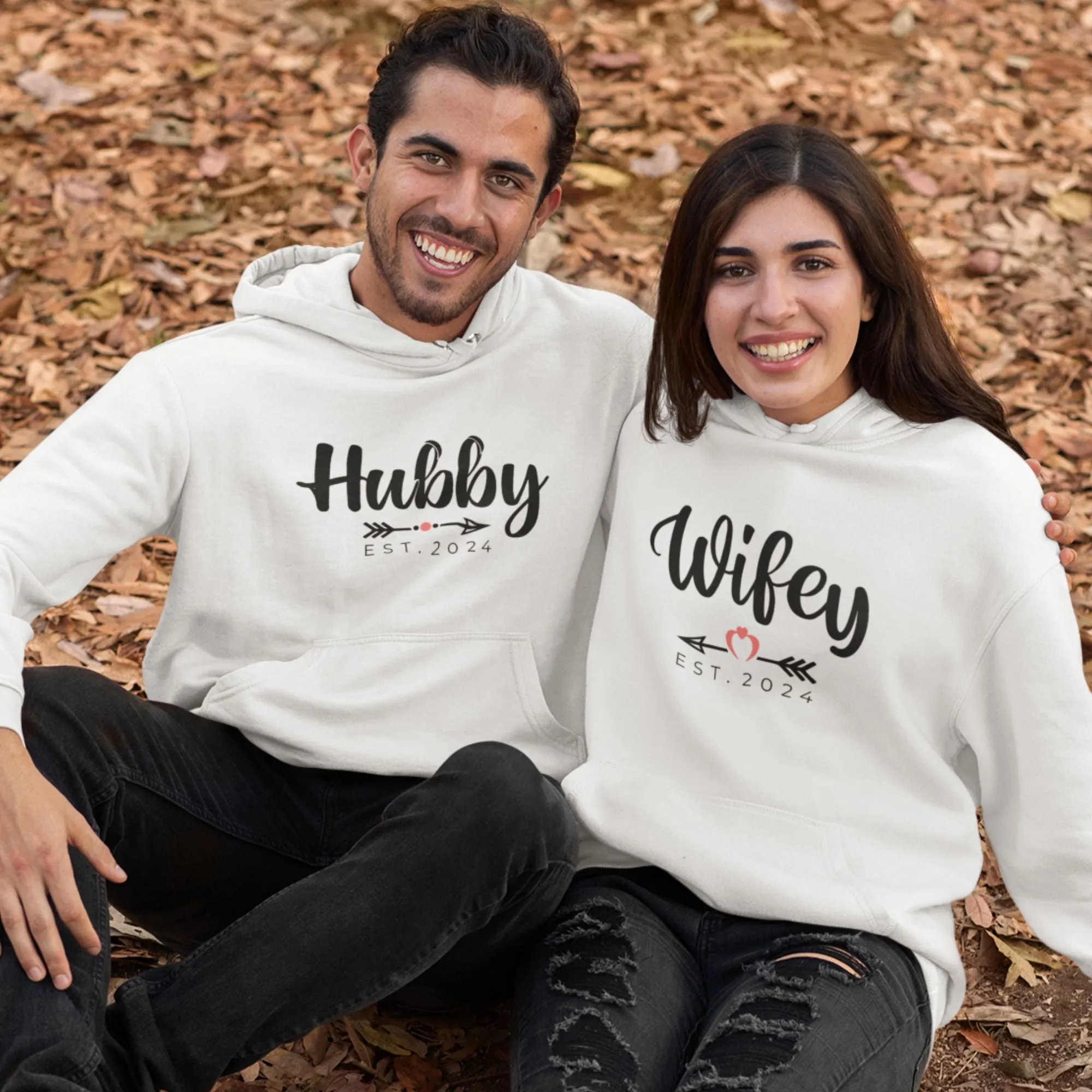 Hubby Wifey Customized Est Date Cozy Matching Outfits - Perfect for Couples