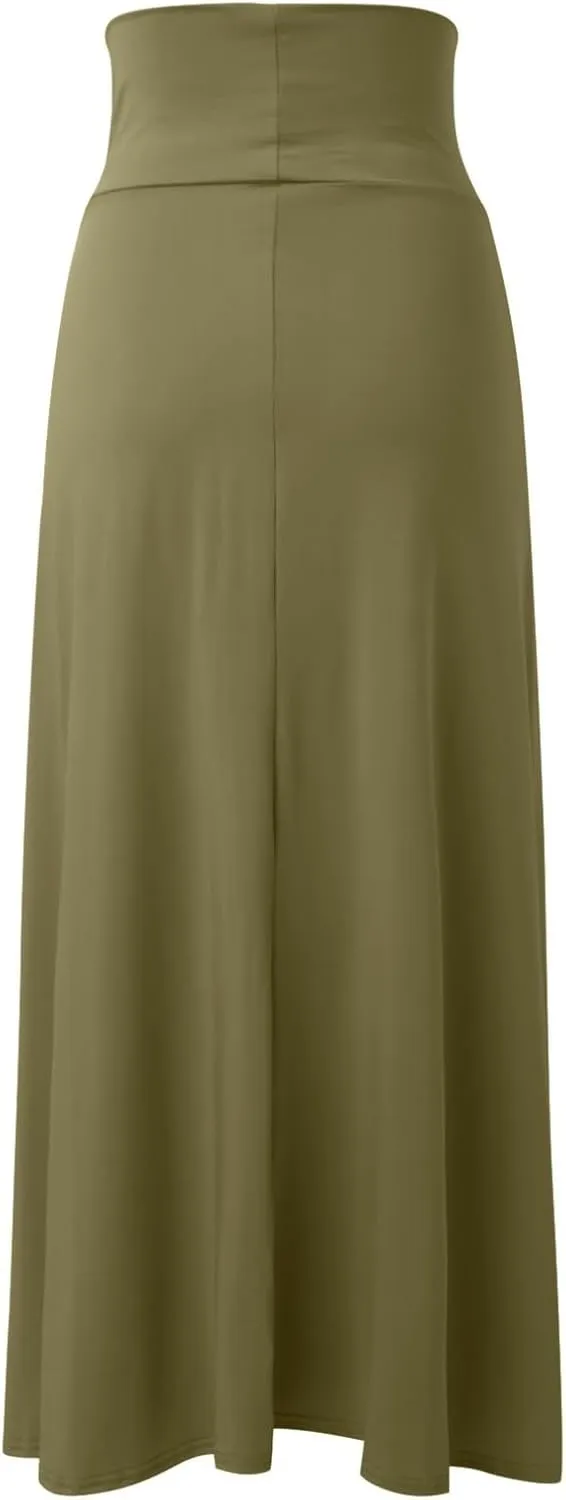 JiXiang Women's Maxi Skirt Sexy High Waisted Double Slits Open Long Dress Flowy Beach Swimsuit Cover Up Bikini Skirt