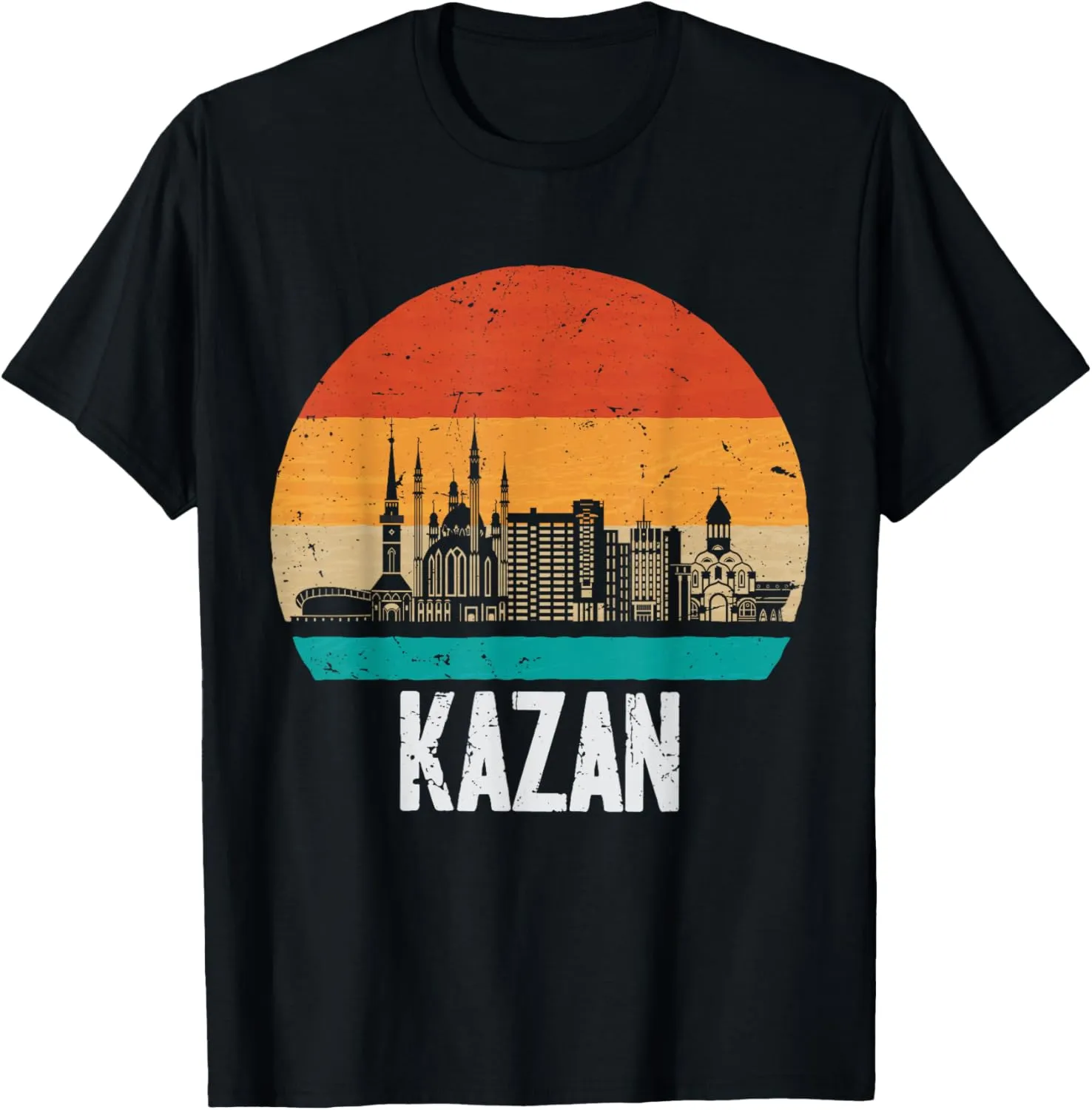 Kazan Russia Retro Vintage Sunset Skyline Kazan T-Shirt