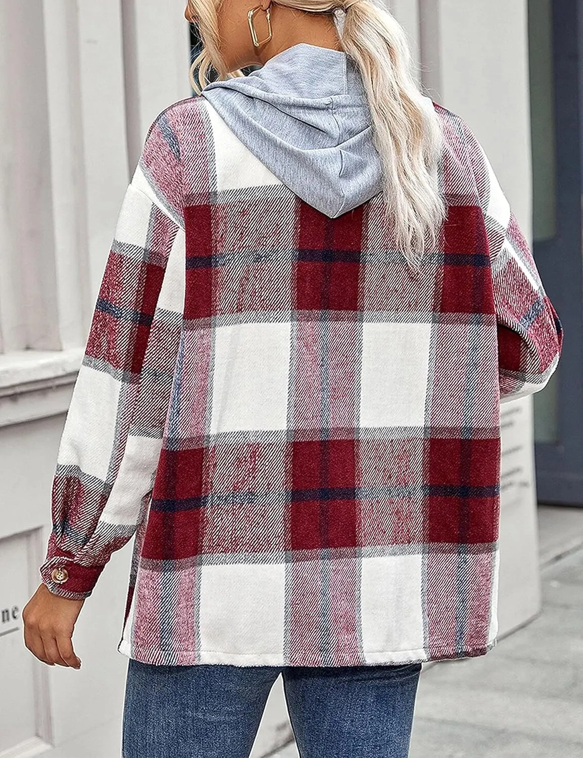 Kedera Womens Oversize Hoodie Plaid Flannel Shirt Long Sleeve Boyfriend Sweatshirt Shacket Jackets Coats