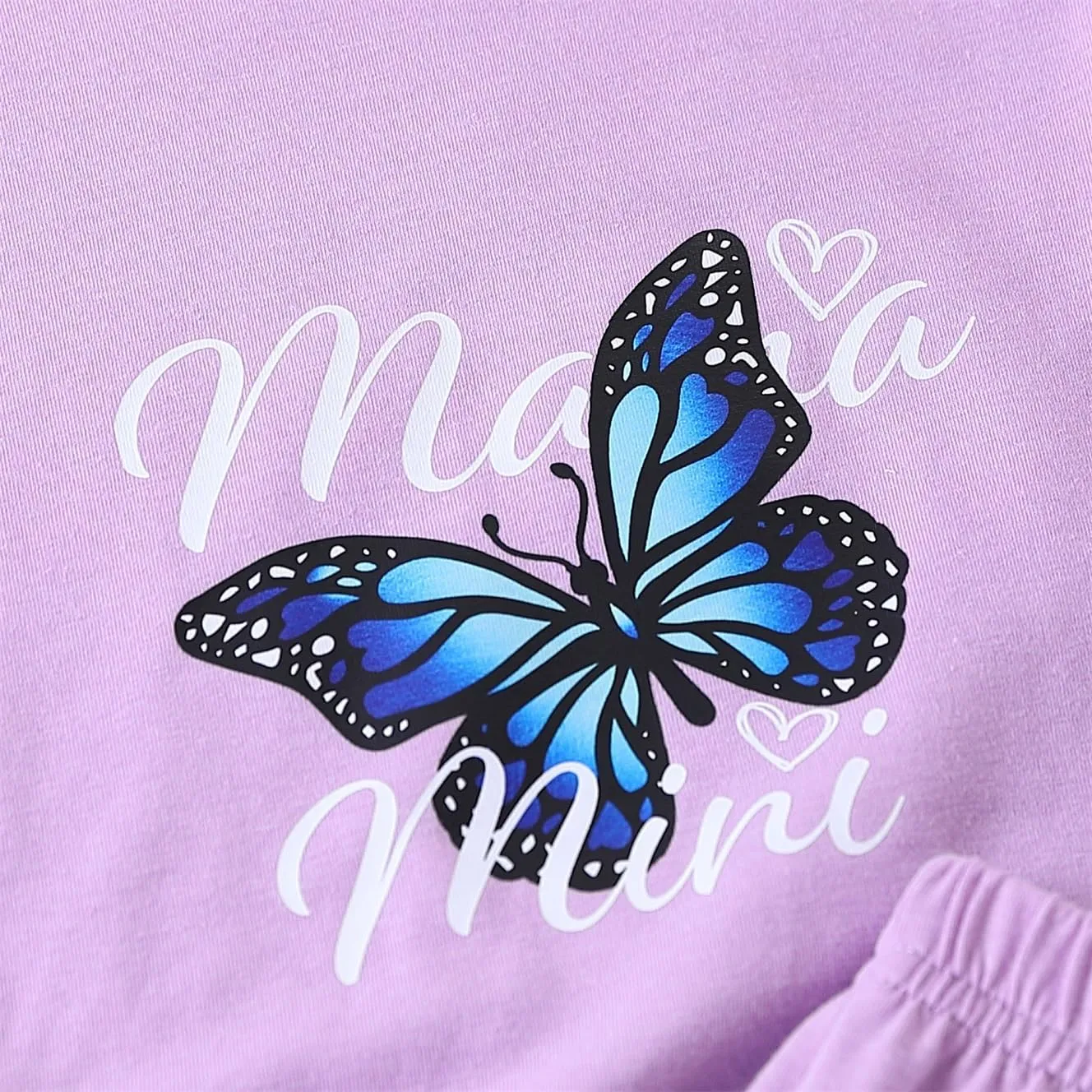Kid Toddler Girl Butterfly Printed Short Sleeve T-Shirt   Waist Shorts Set 2PC Clothing For Summer