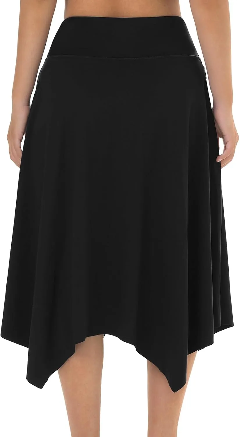 Knee Length Skorts Skirts for Women with Pockets High Waisted Athletic Skorts Womens Modest Midi Skirts Plus Size