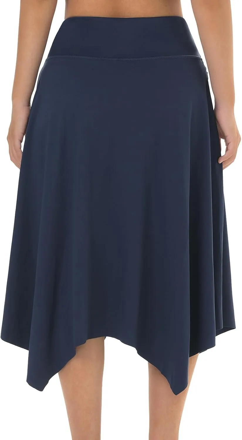 Knee Length Skorts Skirts for Women with Pockets High Waisted Athletic Skorts Womens Modest Midi Skirts Plus Size