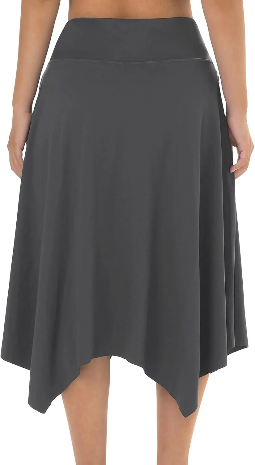 Knee Length Skorts Skirts for Women with Pockets High Waisted Athletic Skorts Womens Modest Midi Skirts Plus Size