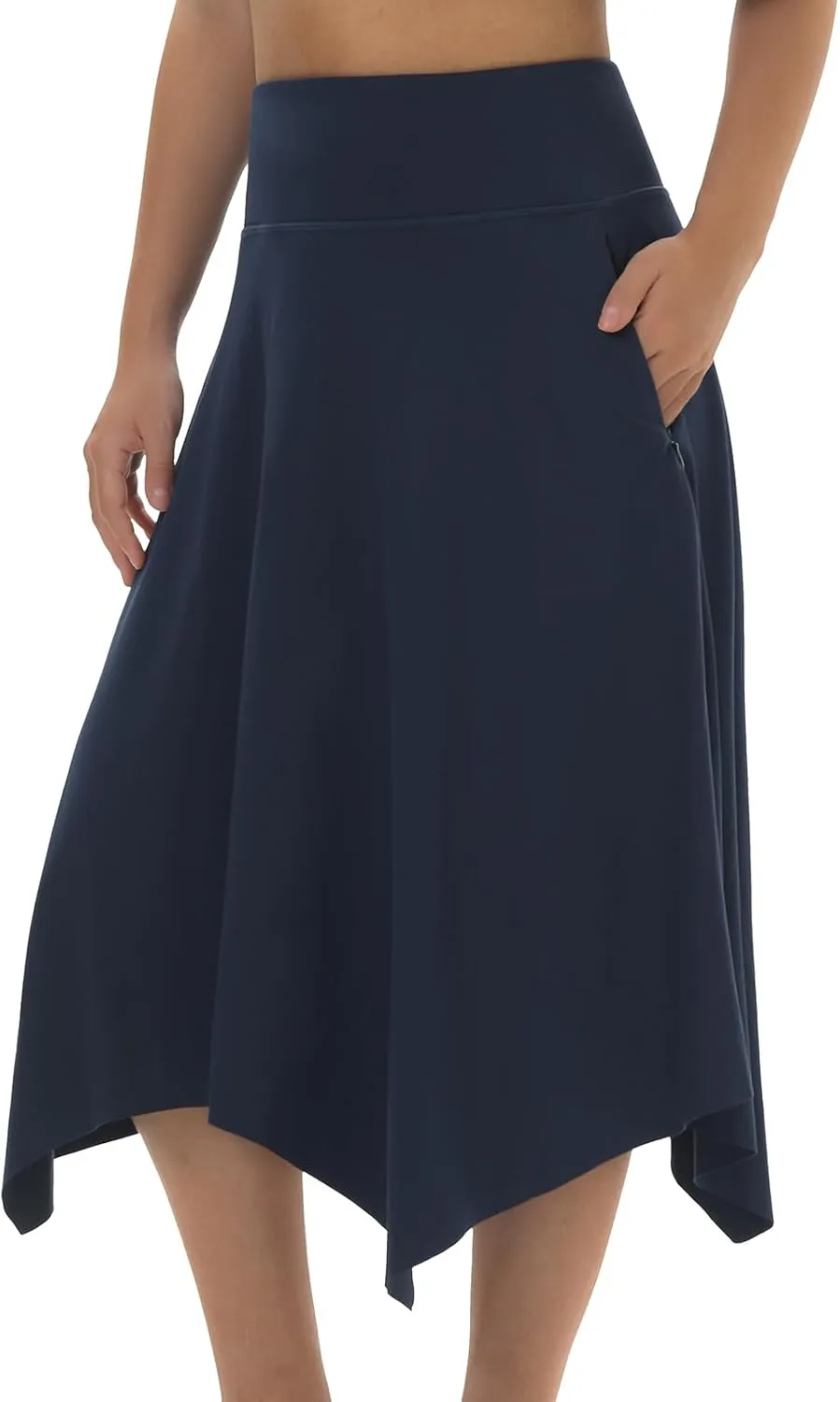 Knee Length Skorts Skirts for Women with Pockets High Waisted Athletic Skorts Womens Modest Midi Skirts Plus Size