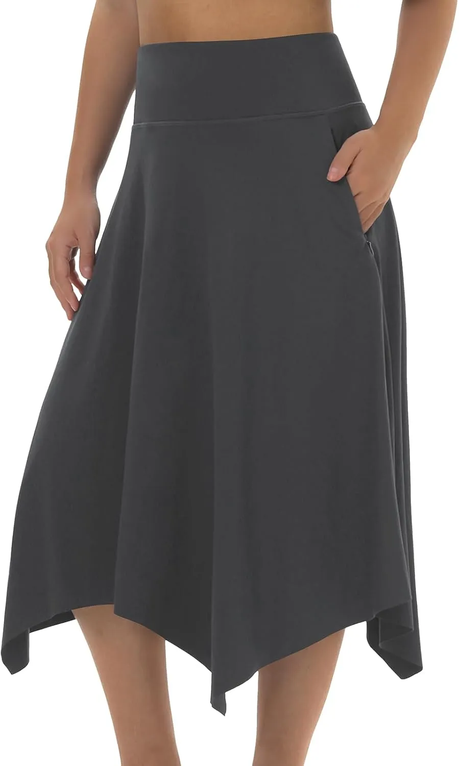 Knee Length Skorts Skirts for Women with Pockets High Waisted Athletic Skorts Womens Modest Midi Skirts Plus Size