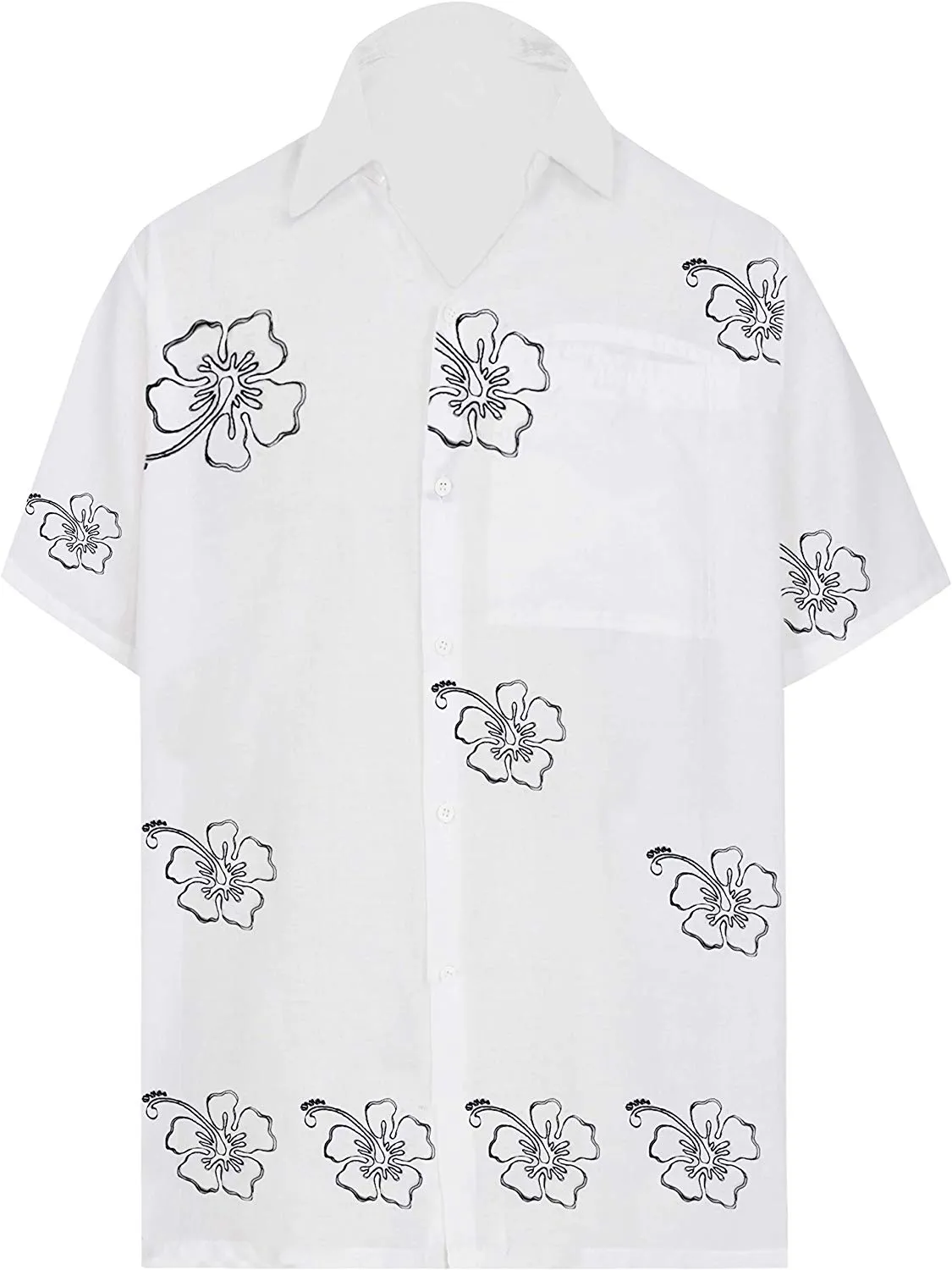 LA LEELA Shirt Casual Button Down Short Sleeve Beach Shirt Men Embroidered 125