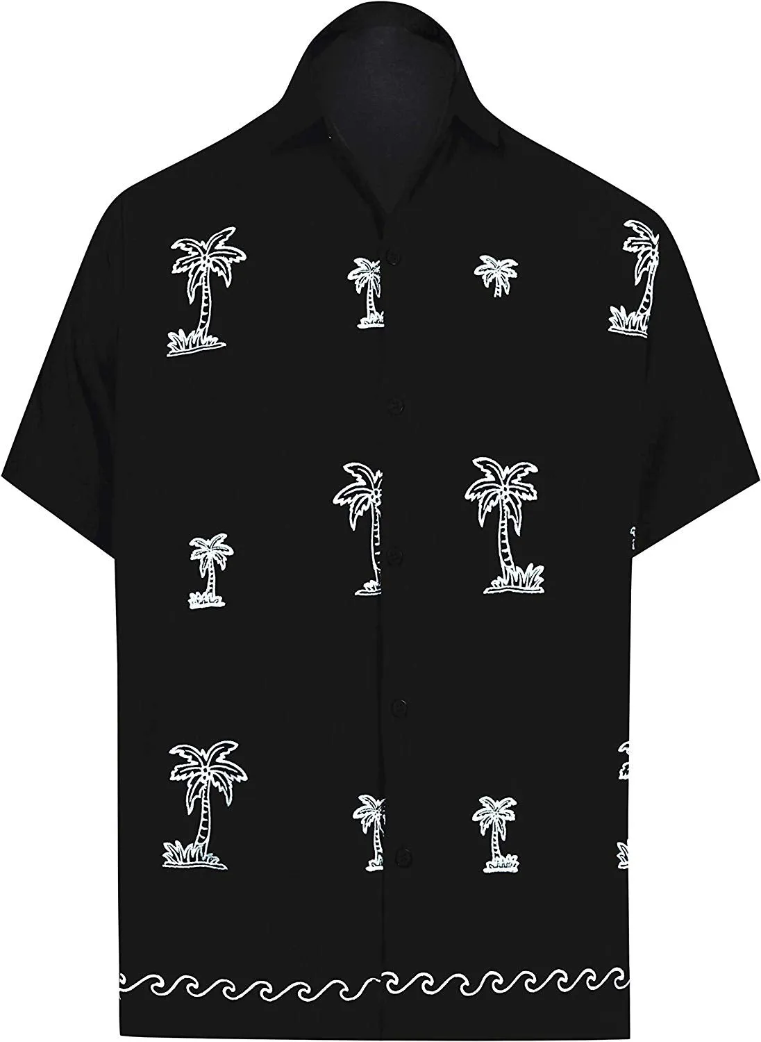 LA LEELA Shirt Casual Button Down Short Sleeve Beach Shirt Men Embroidered 170